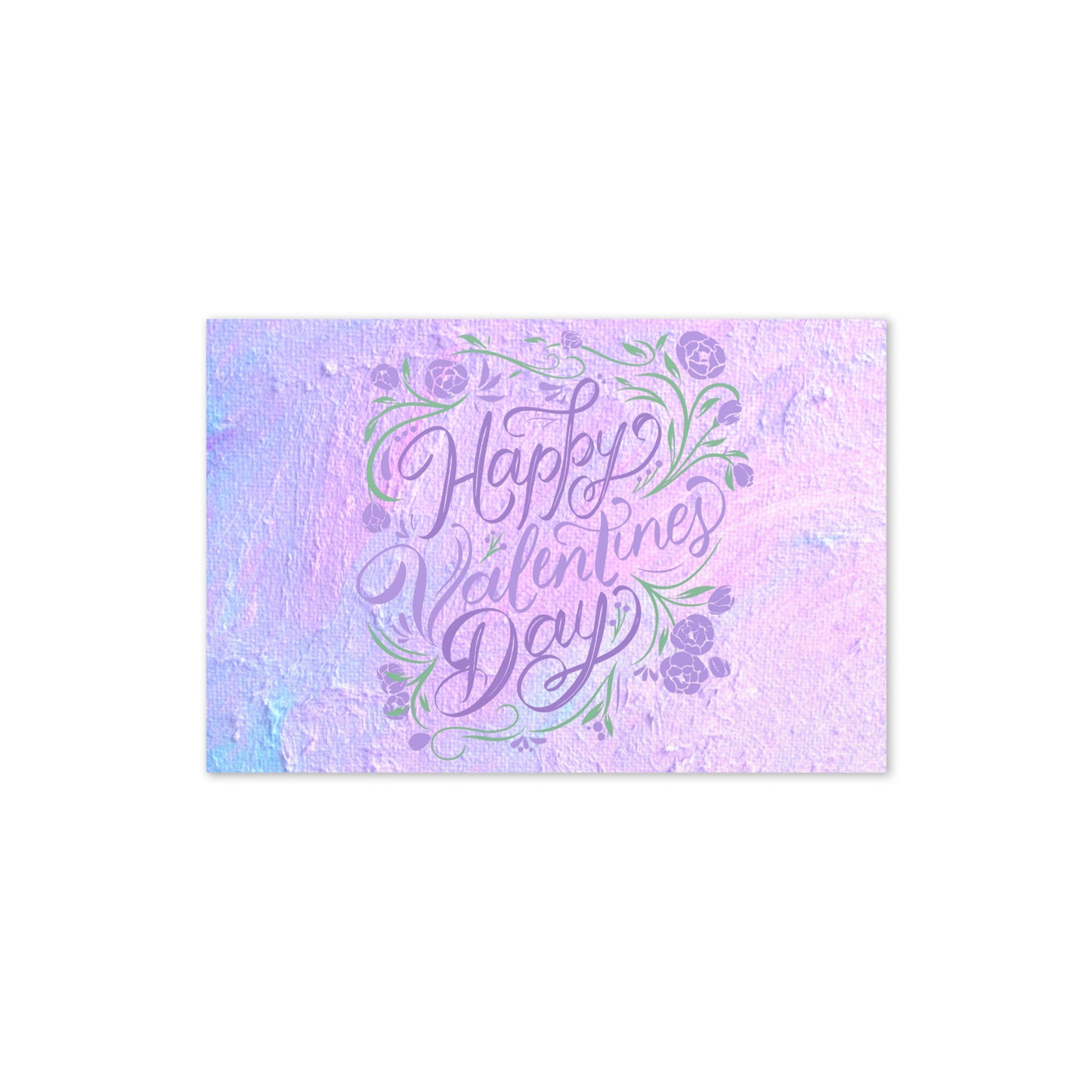 Happy Valentine's Day Blank Greeting Card | Pastel Purple and Blue Watercolour Design |