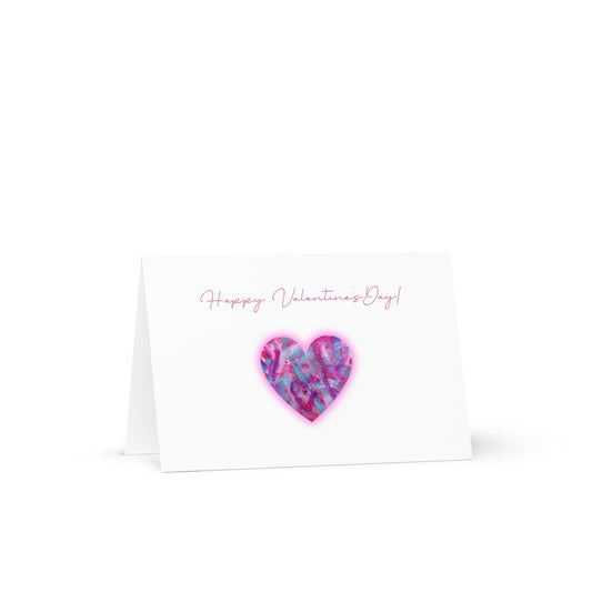 Valentine's Day Blank Greeting Card | Watercolour Heart Design | Pink and Blue |