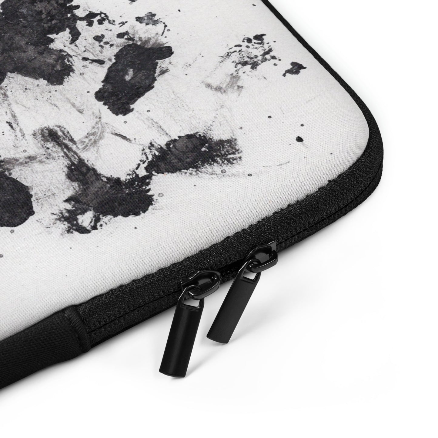 Laptop Sleeve with Abstract Black and White Splatter Pattern