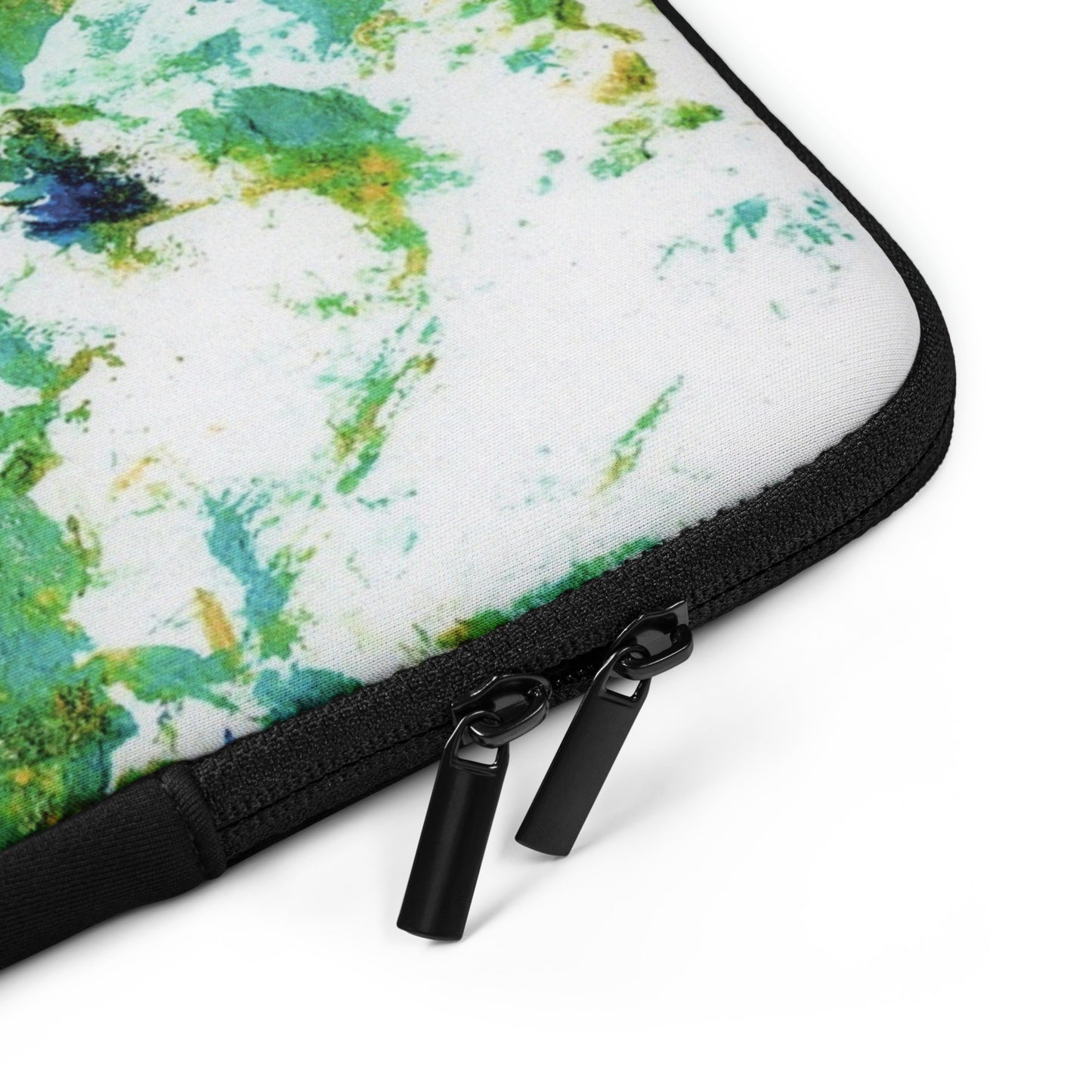 Abstract Art Laptop Sleeve in Green, Blue, Orange Splatter Design