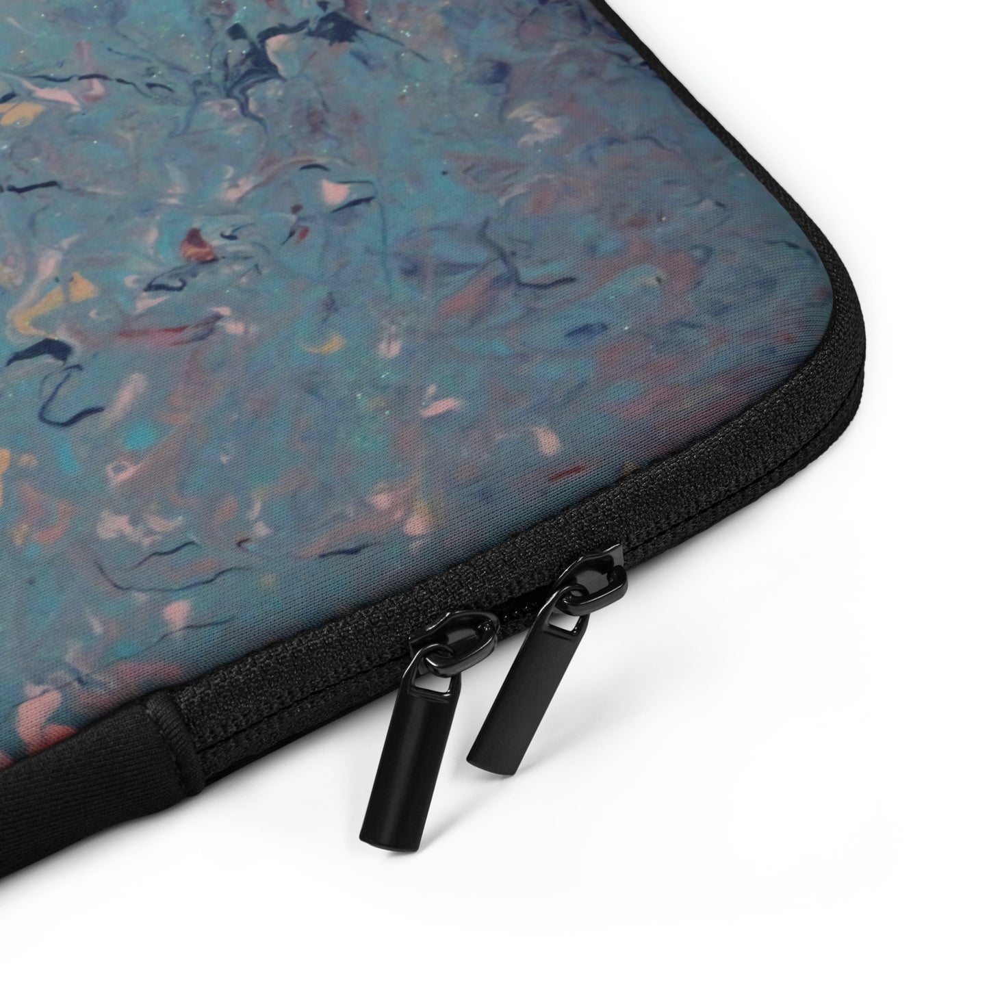 Abstract Art Laptop Sleeve in Blue, Pink and Peach Tones