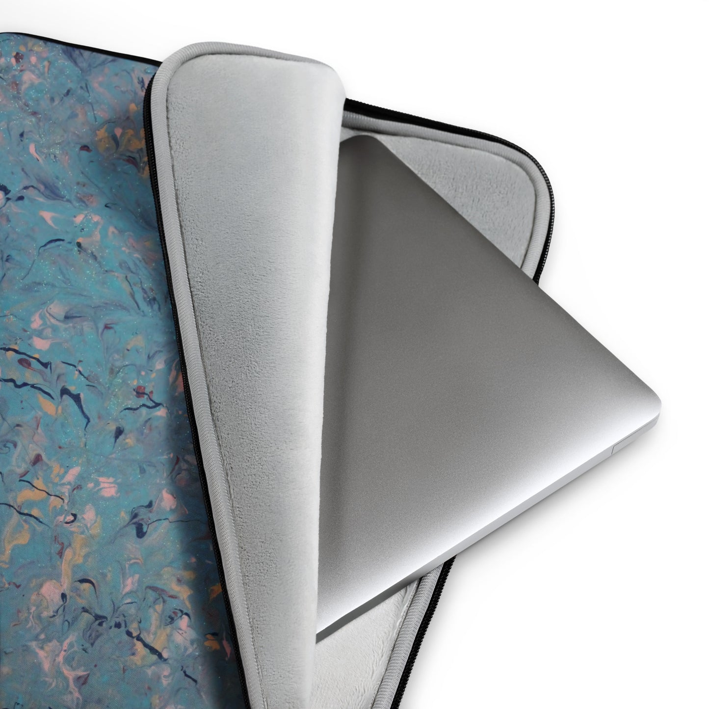 Abstract Art Laptop Sleeve in Blue, Pink and Peach Tones