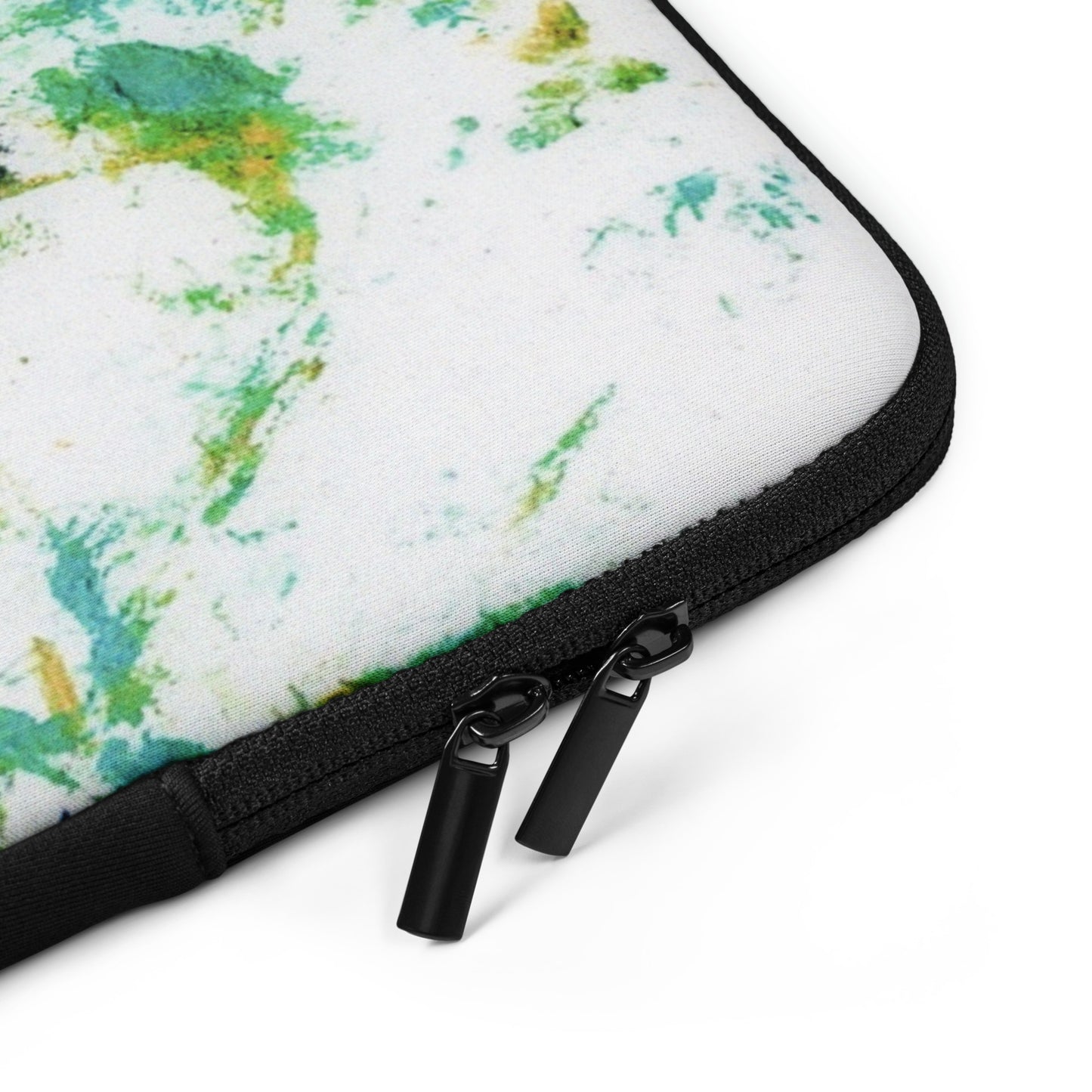 Abstract Art Laptop Sleeve in Green, Blue, Orange Splatter Design