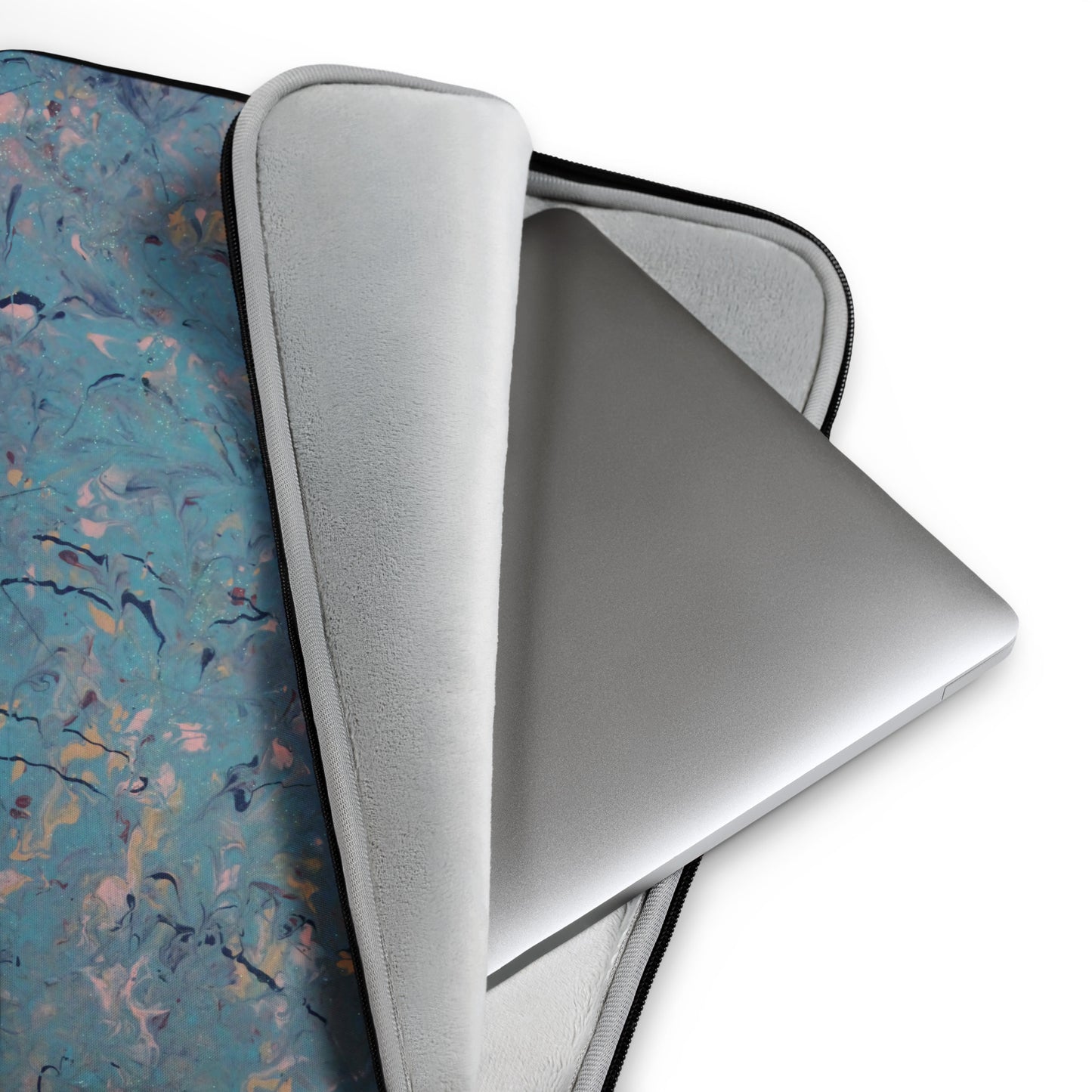 Abstract Art Laptop Sleeve in Blue, Pink and Peach Tones