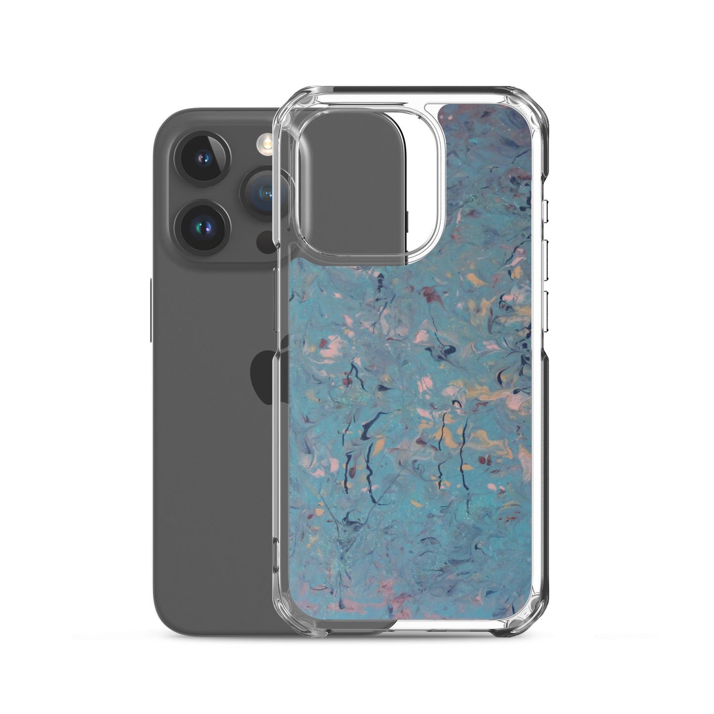 Blue and Pink Marbled Design MagSafe Clear Case for iPhone