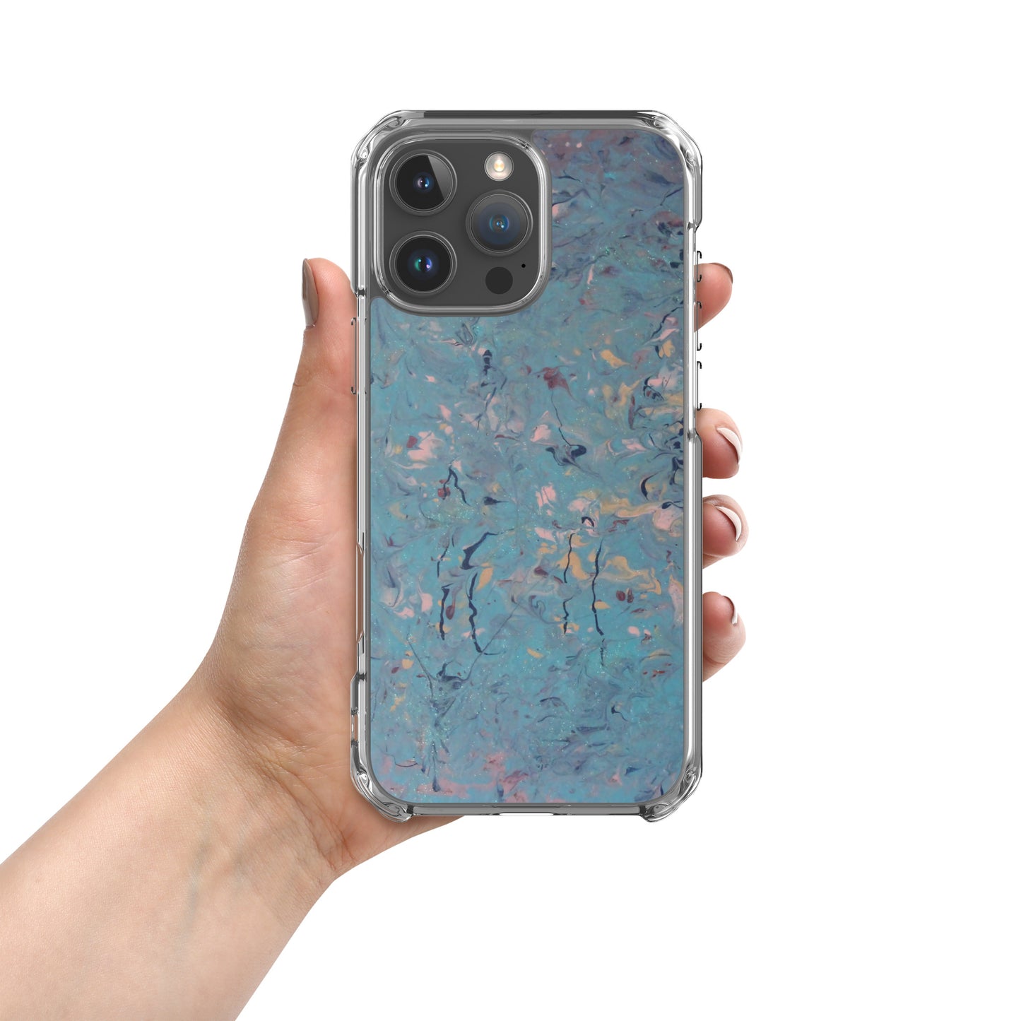 Blue and Pink Marbled Design MagSafe Clear Case for iPhone