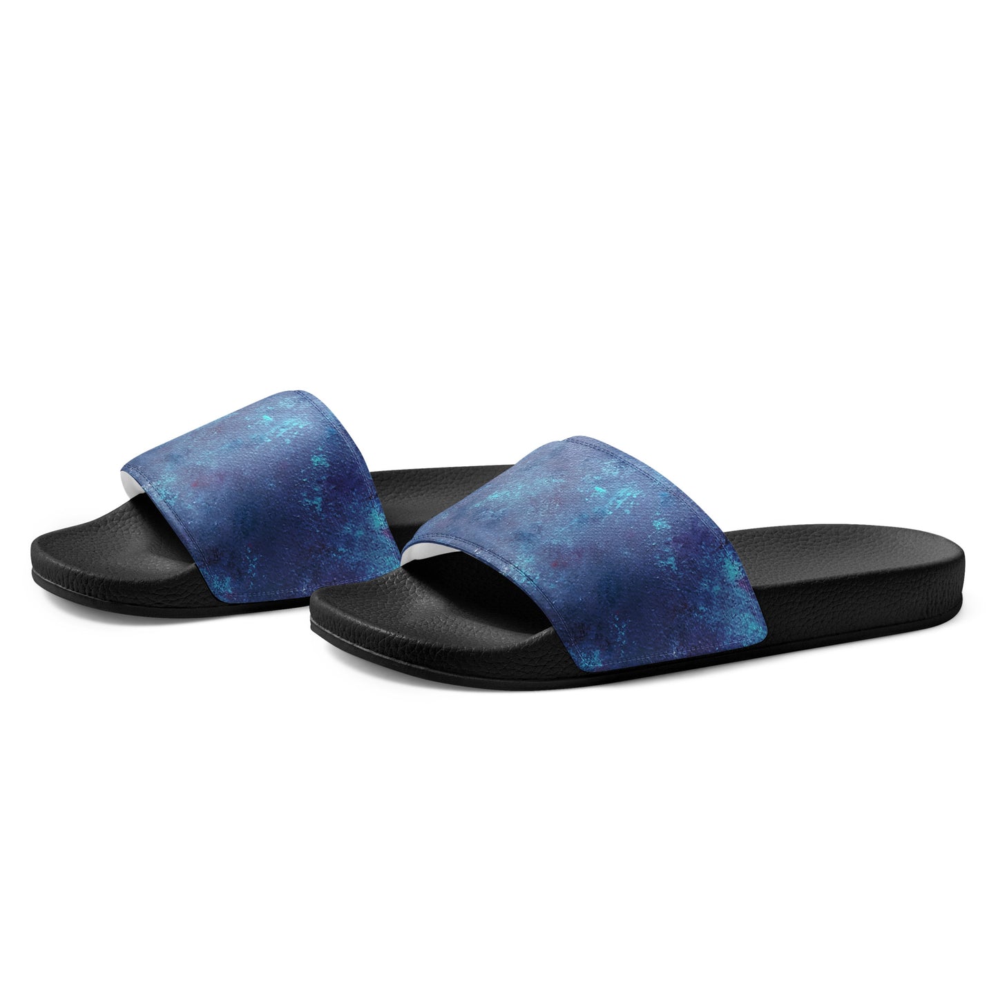 Men Slide Sandals | Galaxy Blue Pattern | Black or White Cushioned Sole