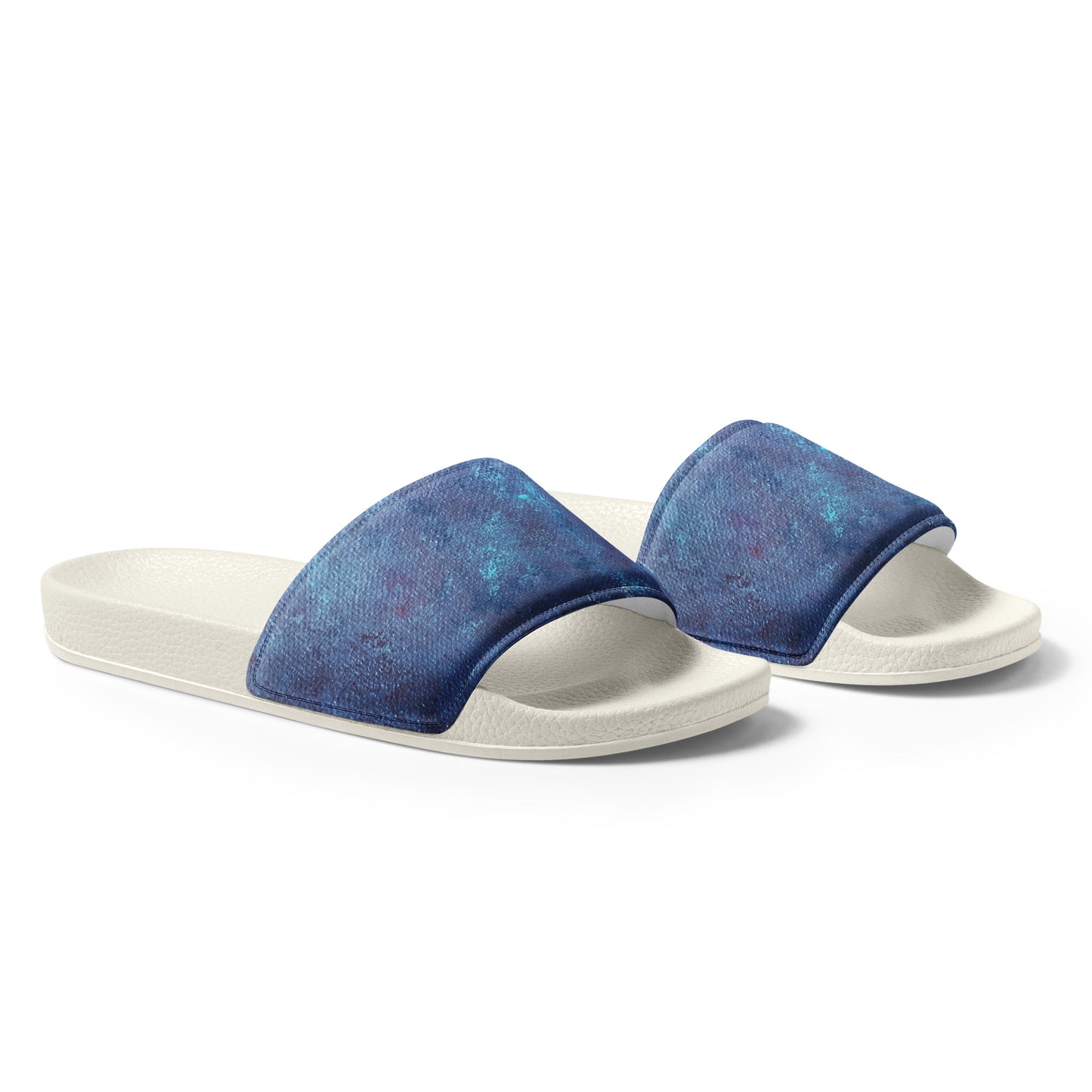 Men Slide Sandals | Galaxy Blue Pattern | Black or White Cushioned Sole