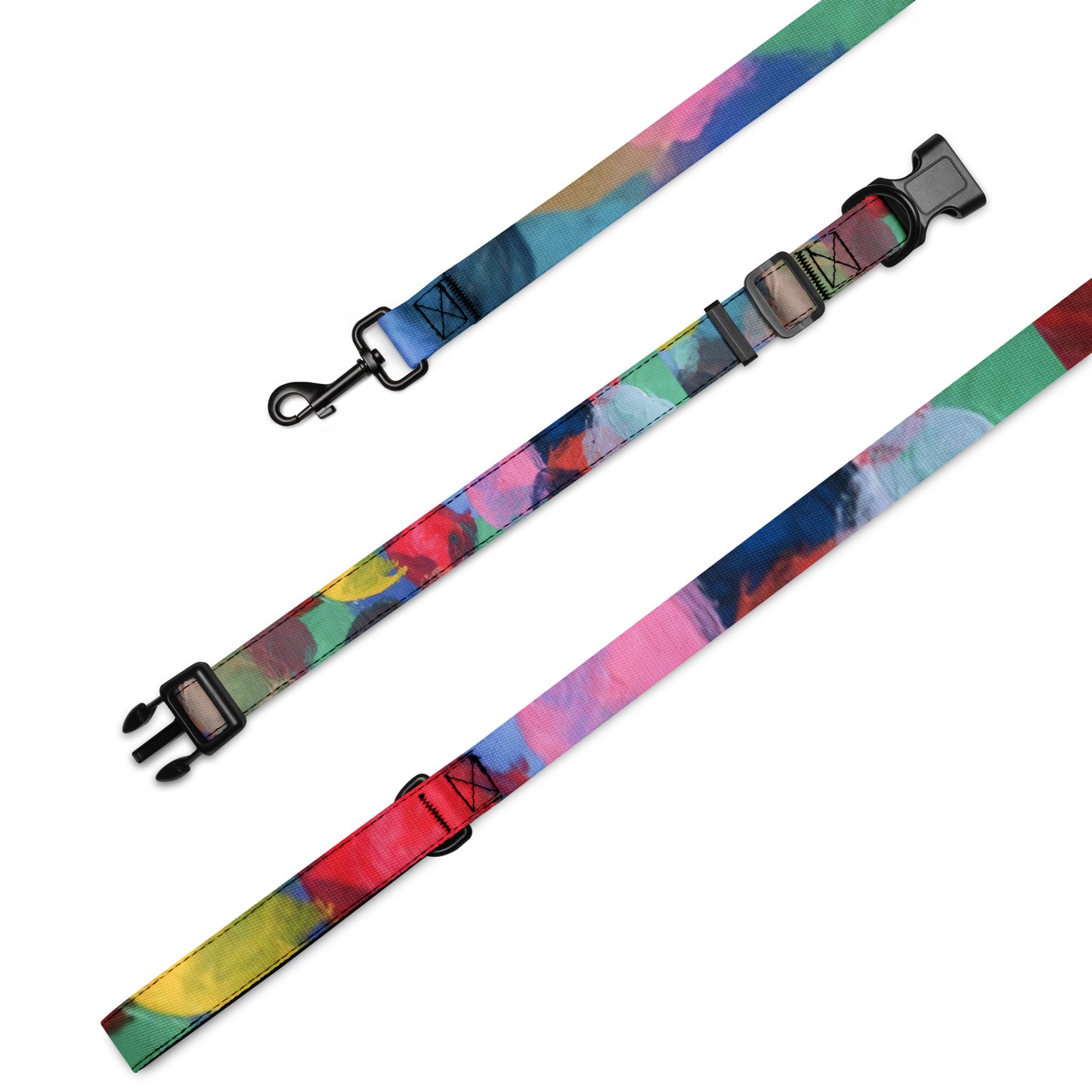 Tie-Dye Dog Collar and Leash Set | Rainbow Multi-Colour