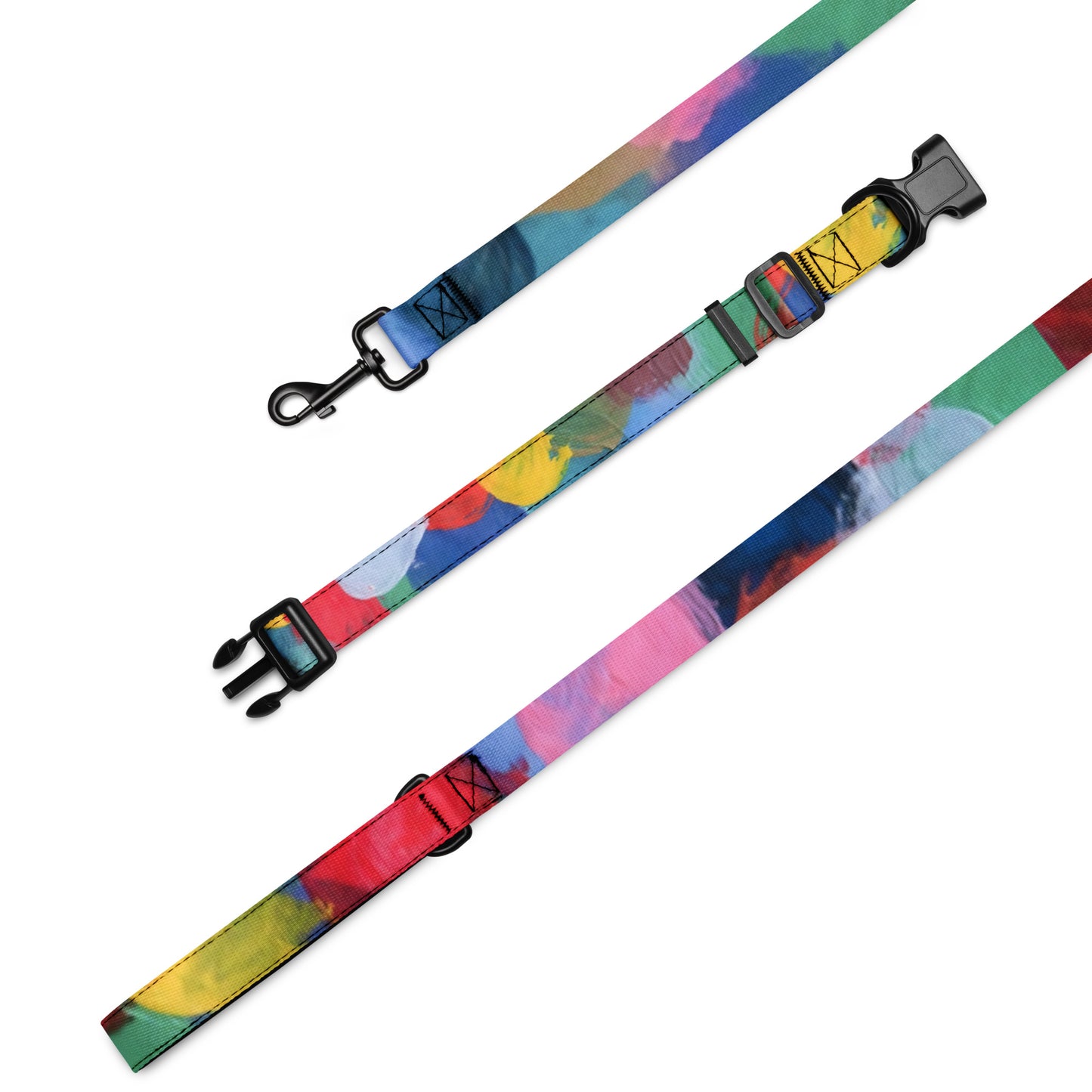 Tie-Dye Dog Collar and Leash Set | Rainbow Multi-Colour