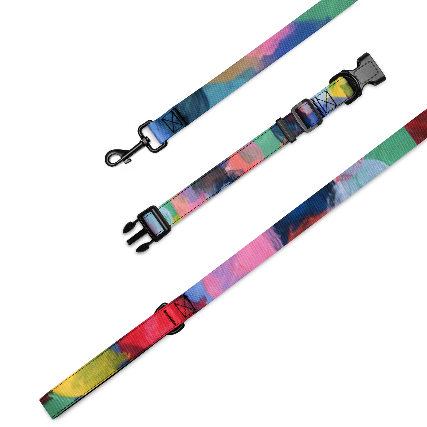 Tie-Dye Dog Collar and Leash Set | Rainbow Multi-Colour