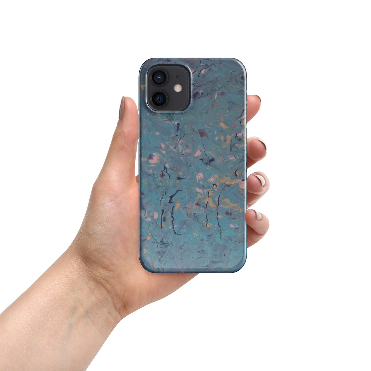 Blue, Pink and Peach Swirls Marbled Snap Case for iPhone