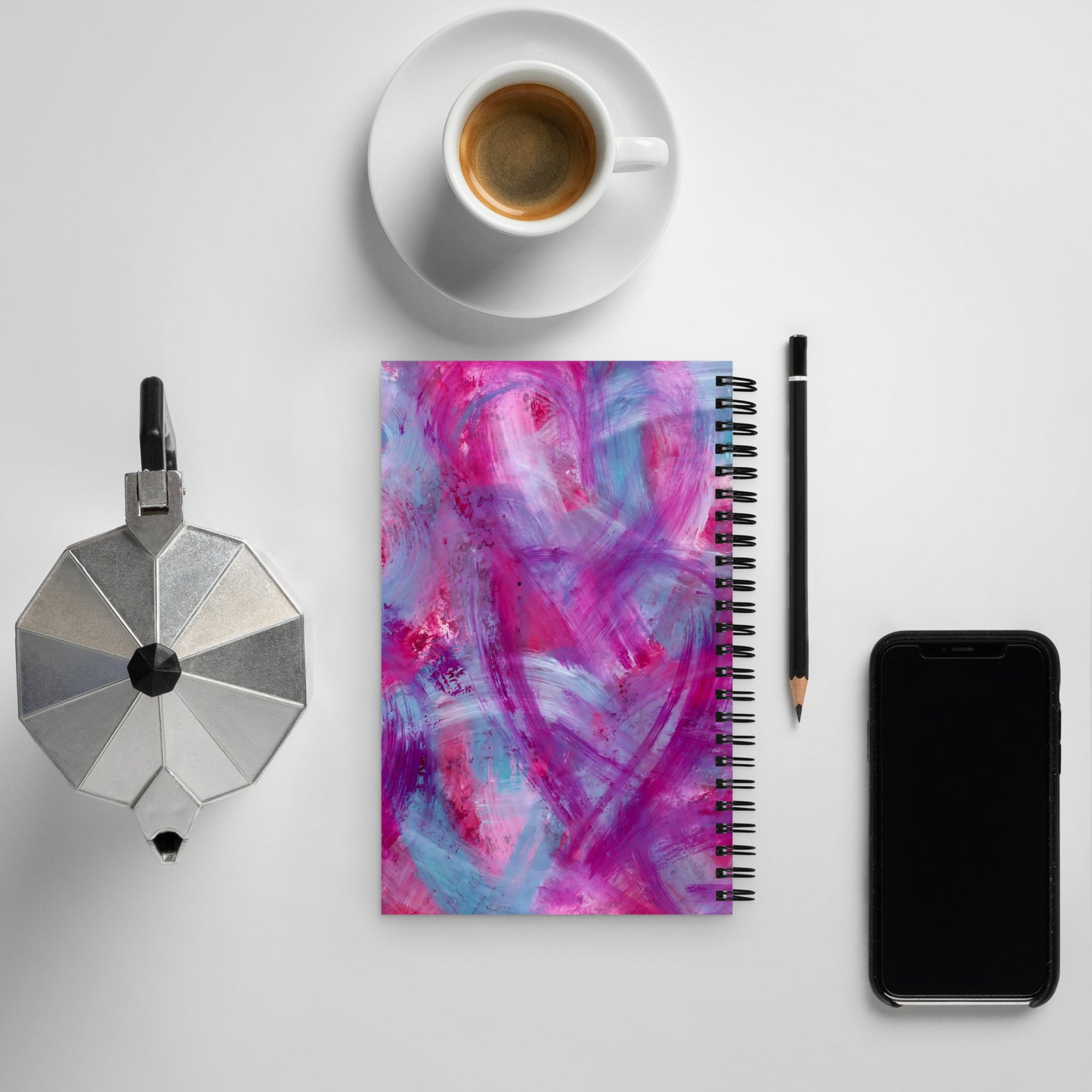 Pink, Purple and Blue Hearts Design | Spiral Notebook