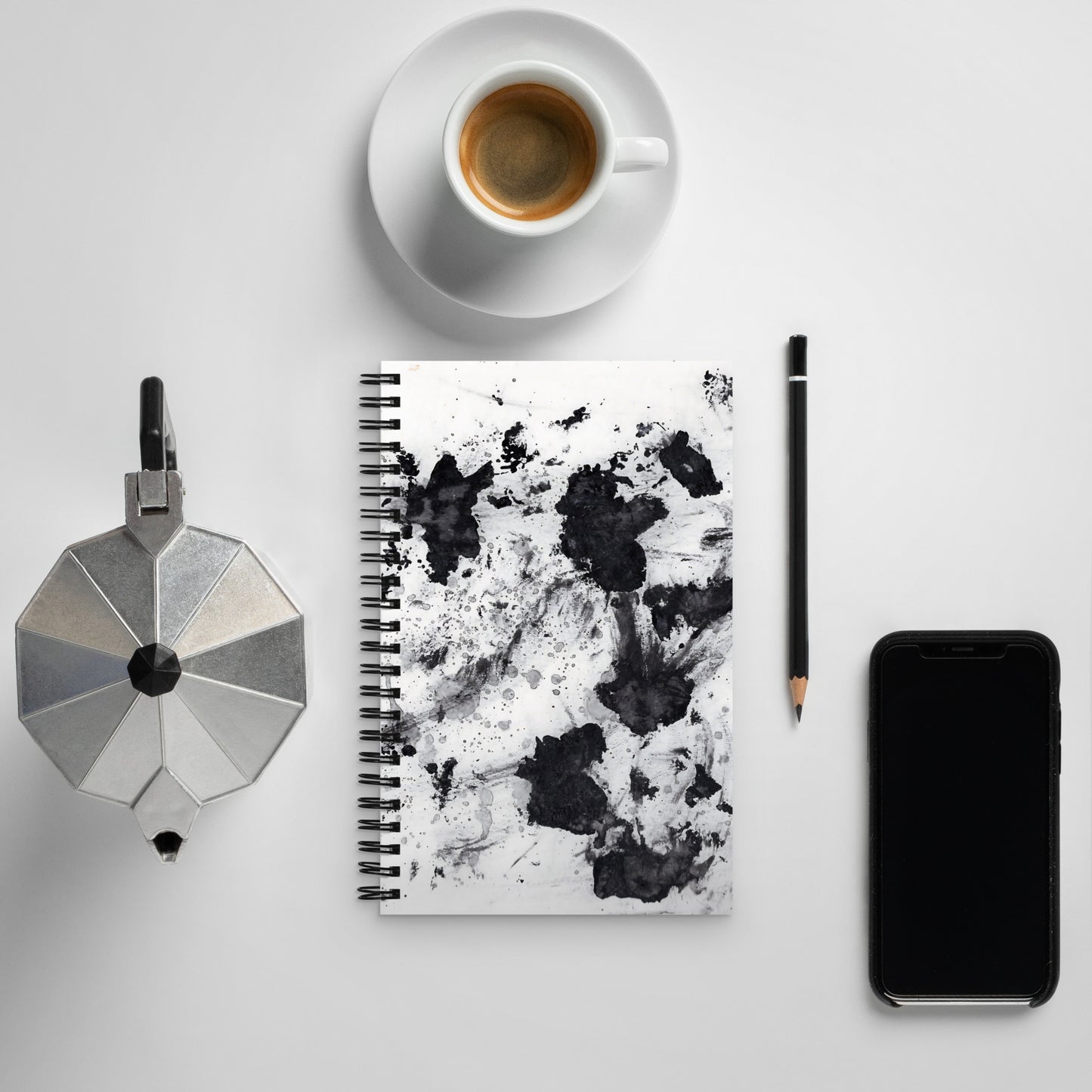 Black and White Abstract Spiral Notebook