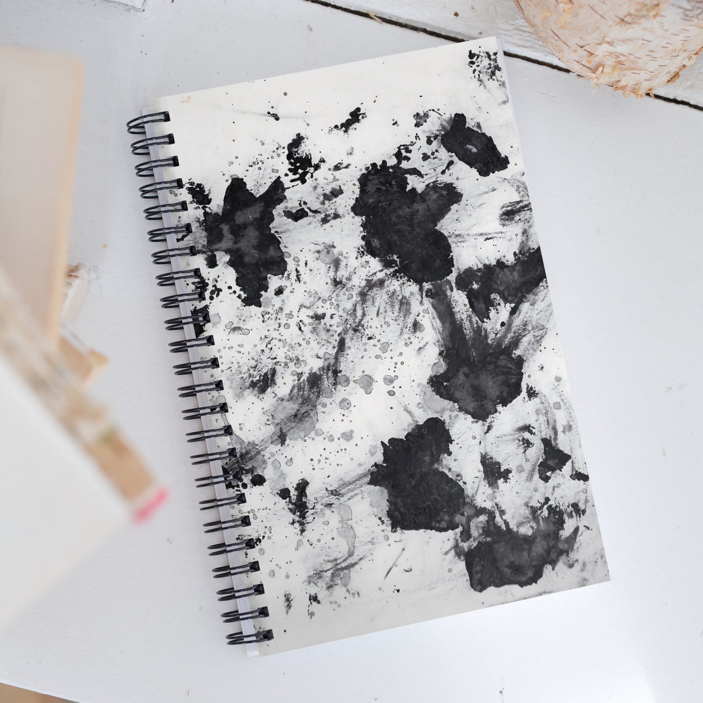 Black and White Abstract Spiral Notebook