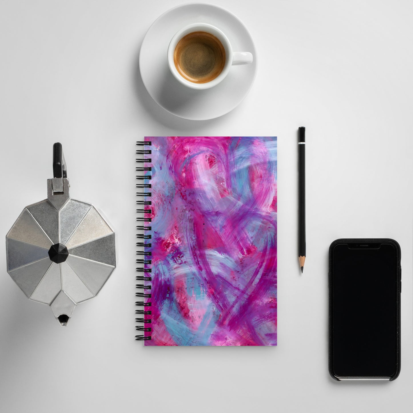 Pink, Purple and Blue Hearts Design | Spiral Notebook