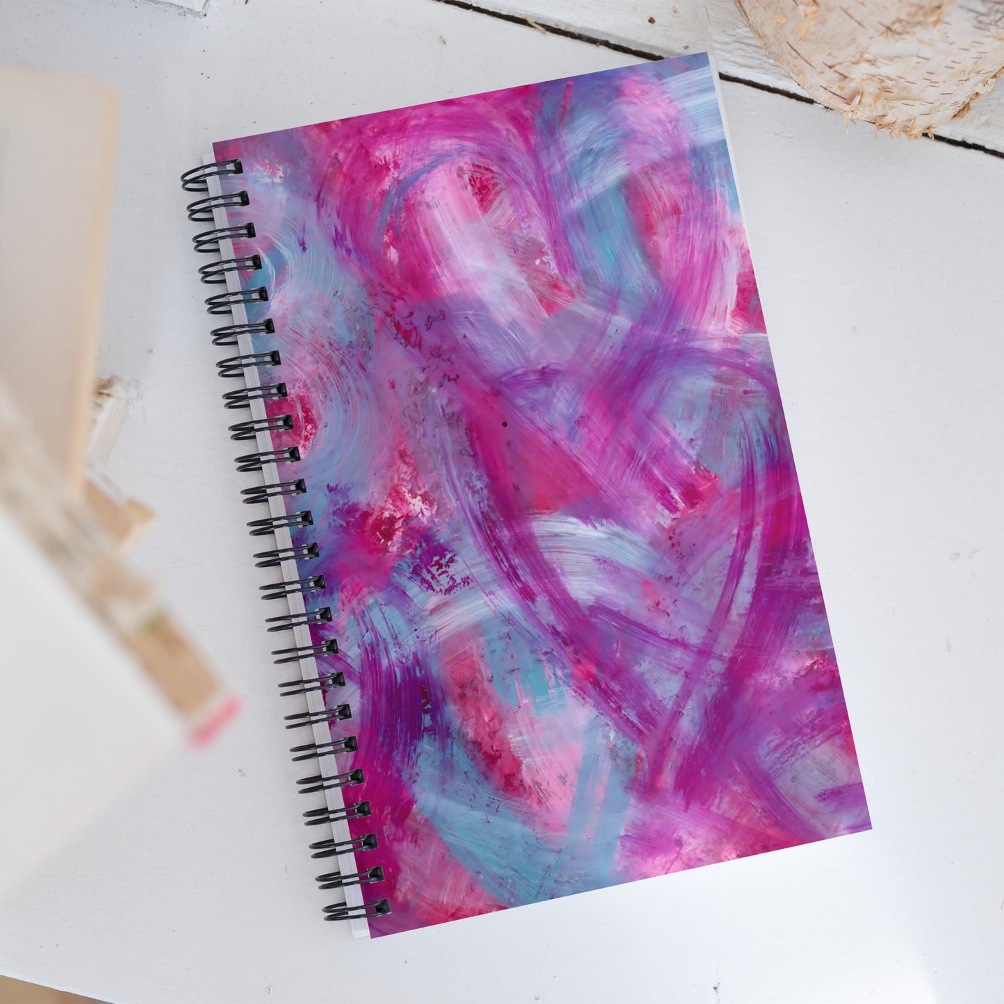 Pink, Purple and Blue Hearts Design | Spiral Notebook