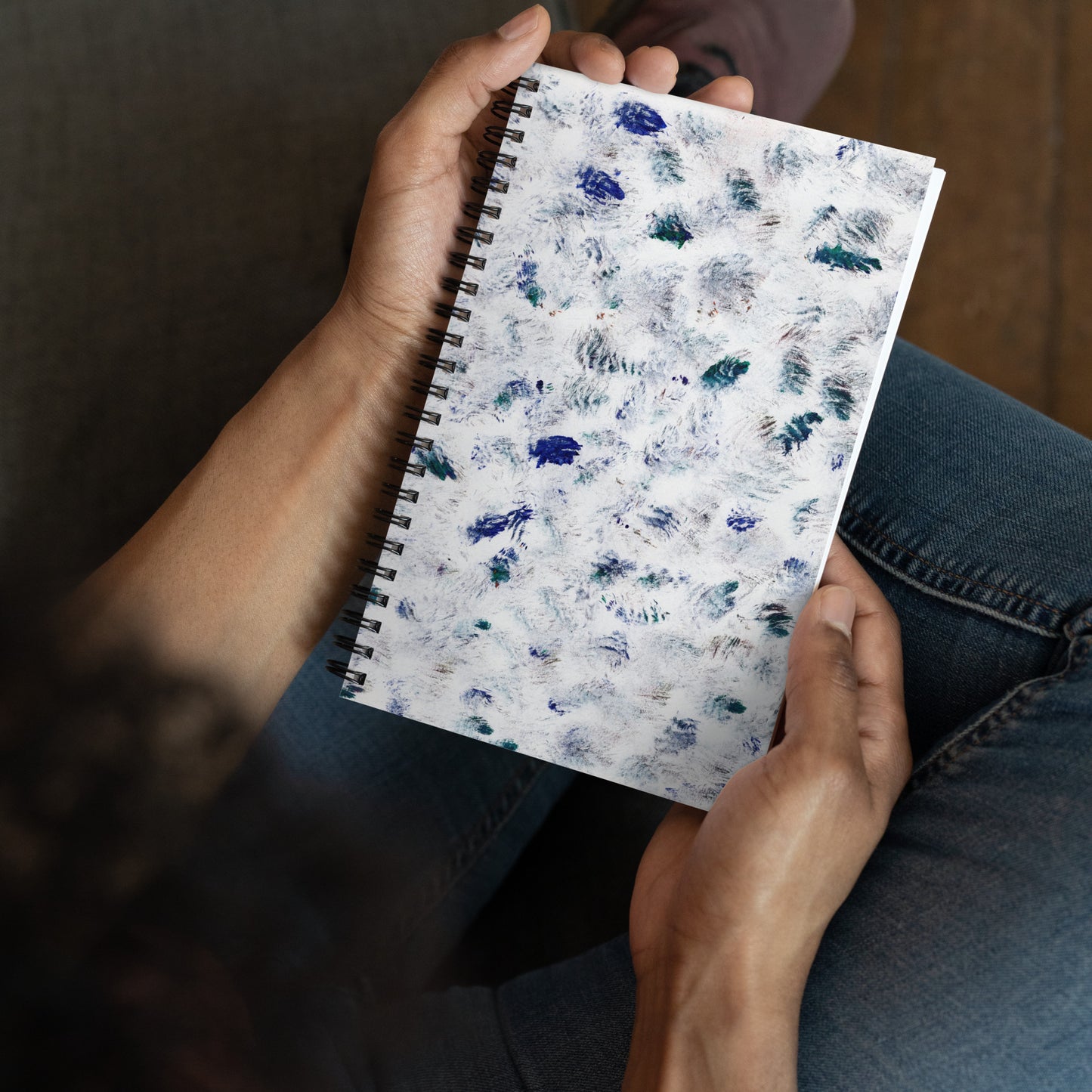 Spiral Notebook | Abstract Winter Pattern | Blue and White Watercolour Design | Wire-Bound