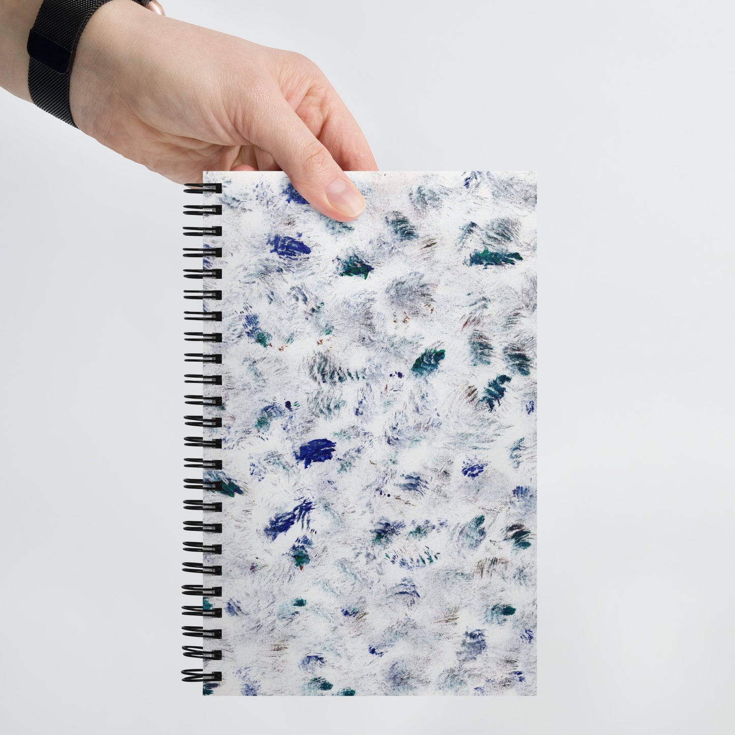 Spiral Notebook | Abstract Winter Pattern | Blue and White Watercolour Design | Wire-Bound