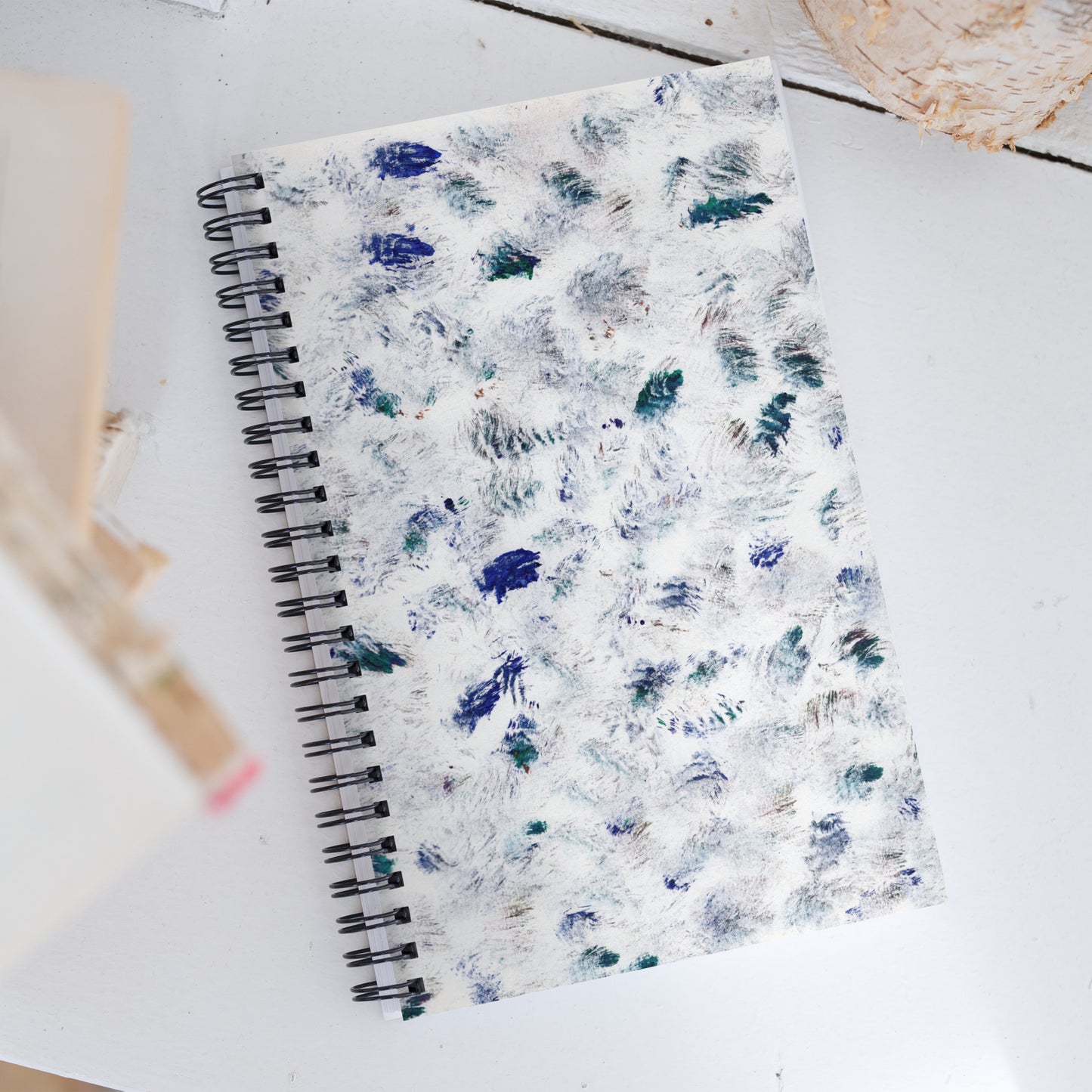 Spiral Notebook | Abstract Winter Pattern | Blue and White Watercolour Design | Wire-Bound