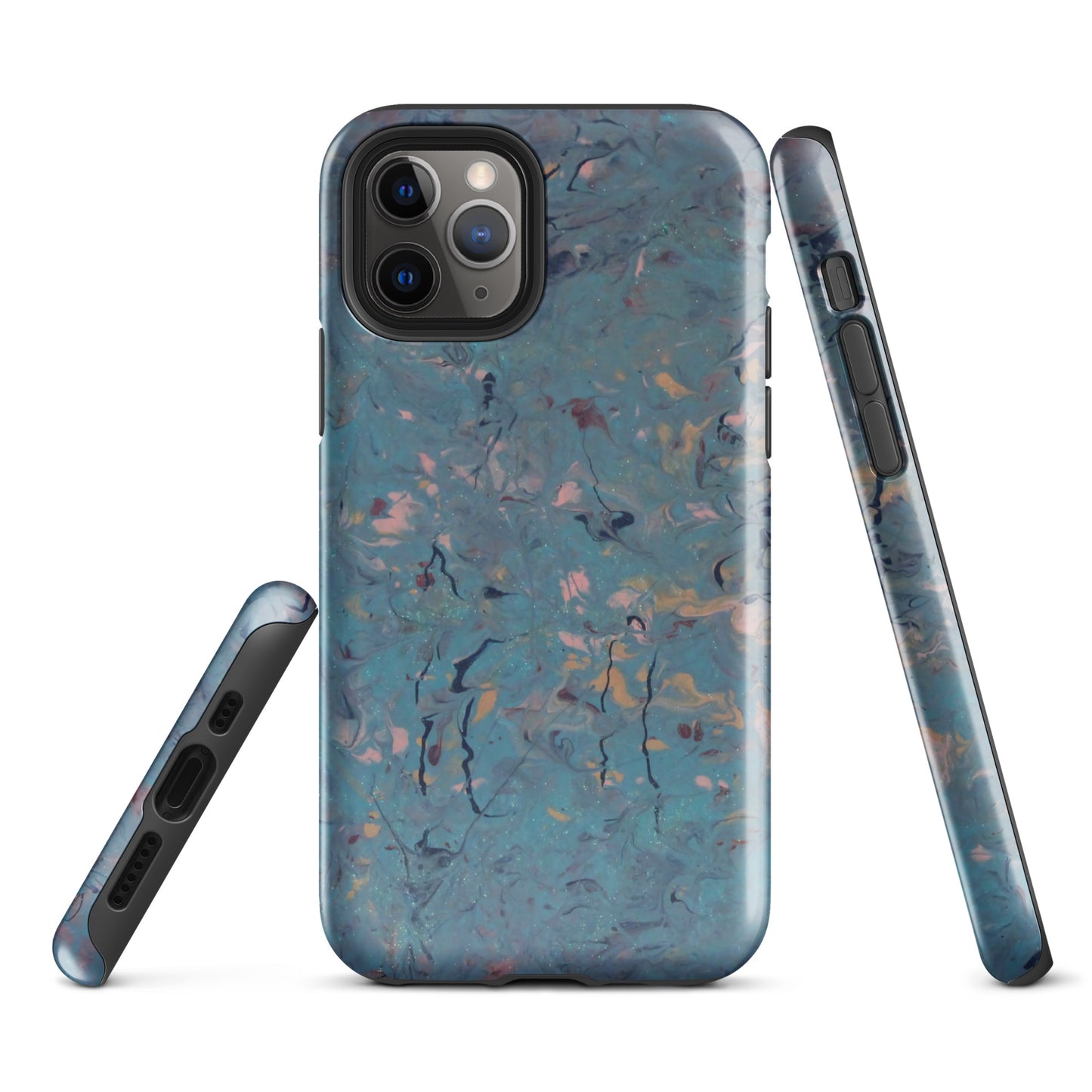 Blue, Pink and Peach Marble Design Tough Case for iPhone