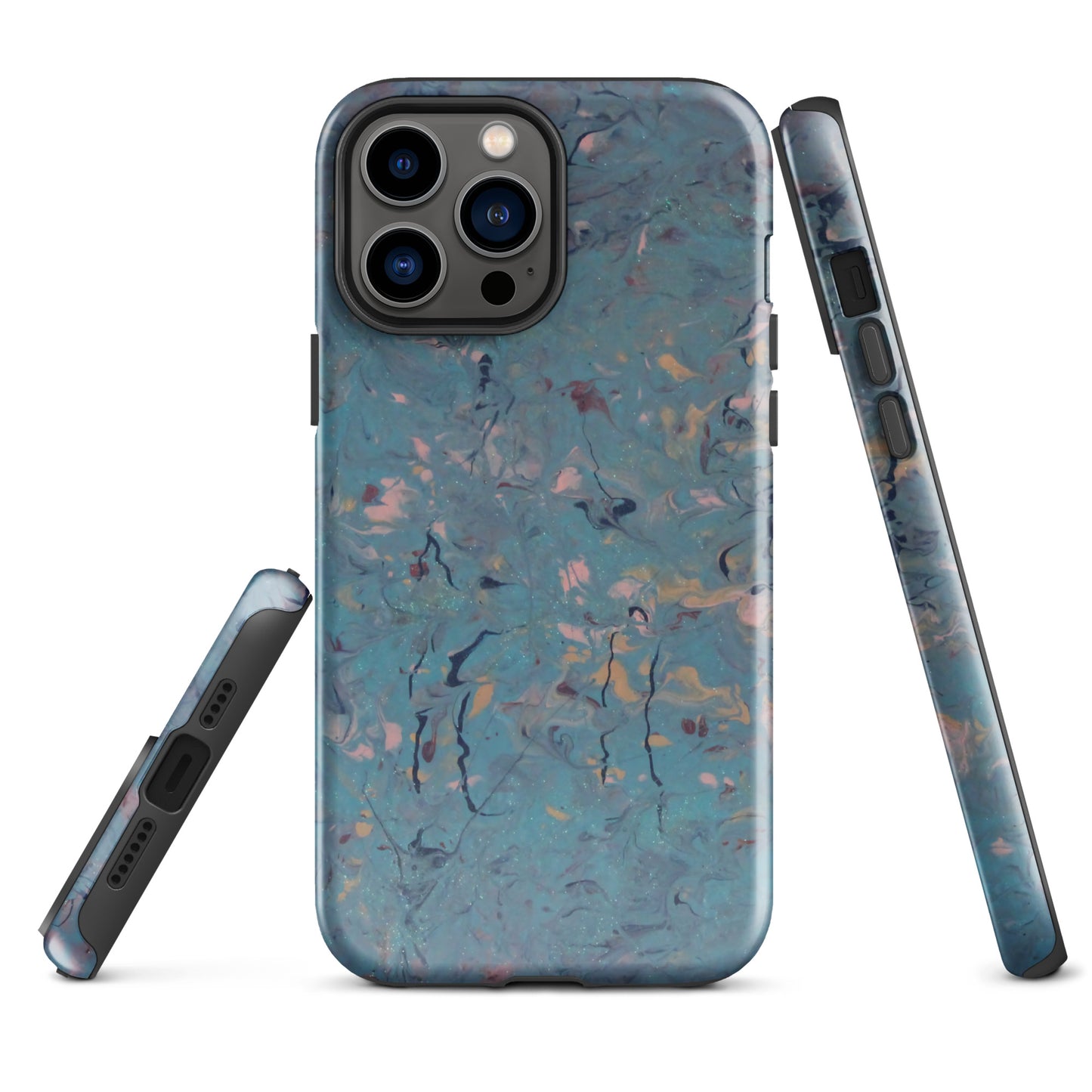 Blue, Pink and Peach Marble Design Tough Case for iPhone