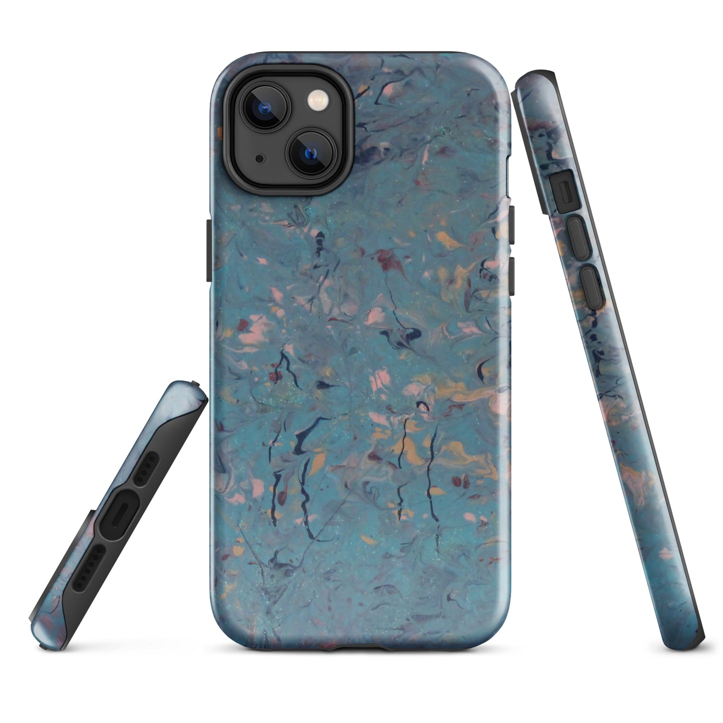 Blue, Pink and Peach Marble Design Tough Case for iPhone