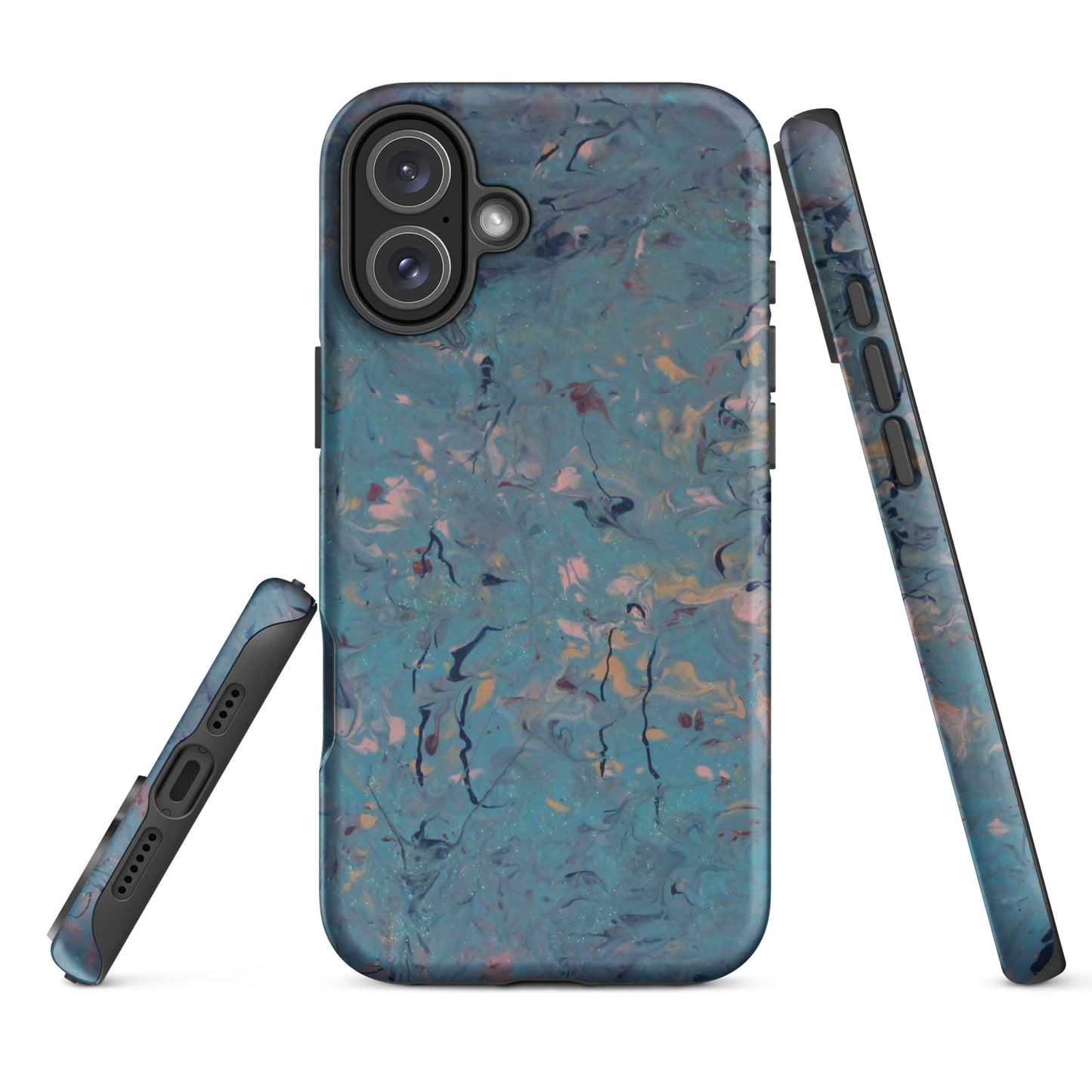 Blue, Pink and Peach Marble Design Tough Case for iPhone