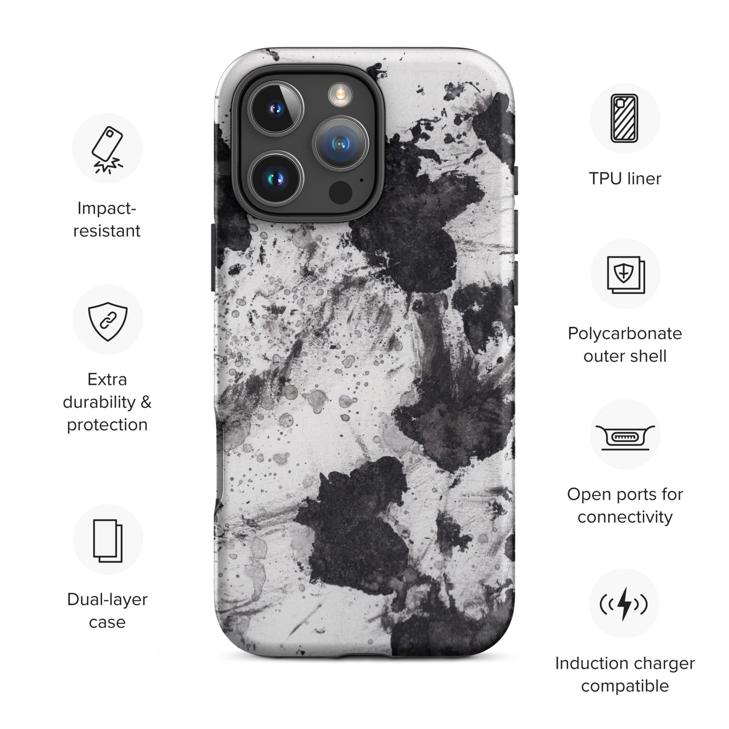 Monochrome Pattern Tough Case for iPhone