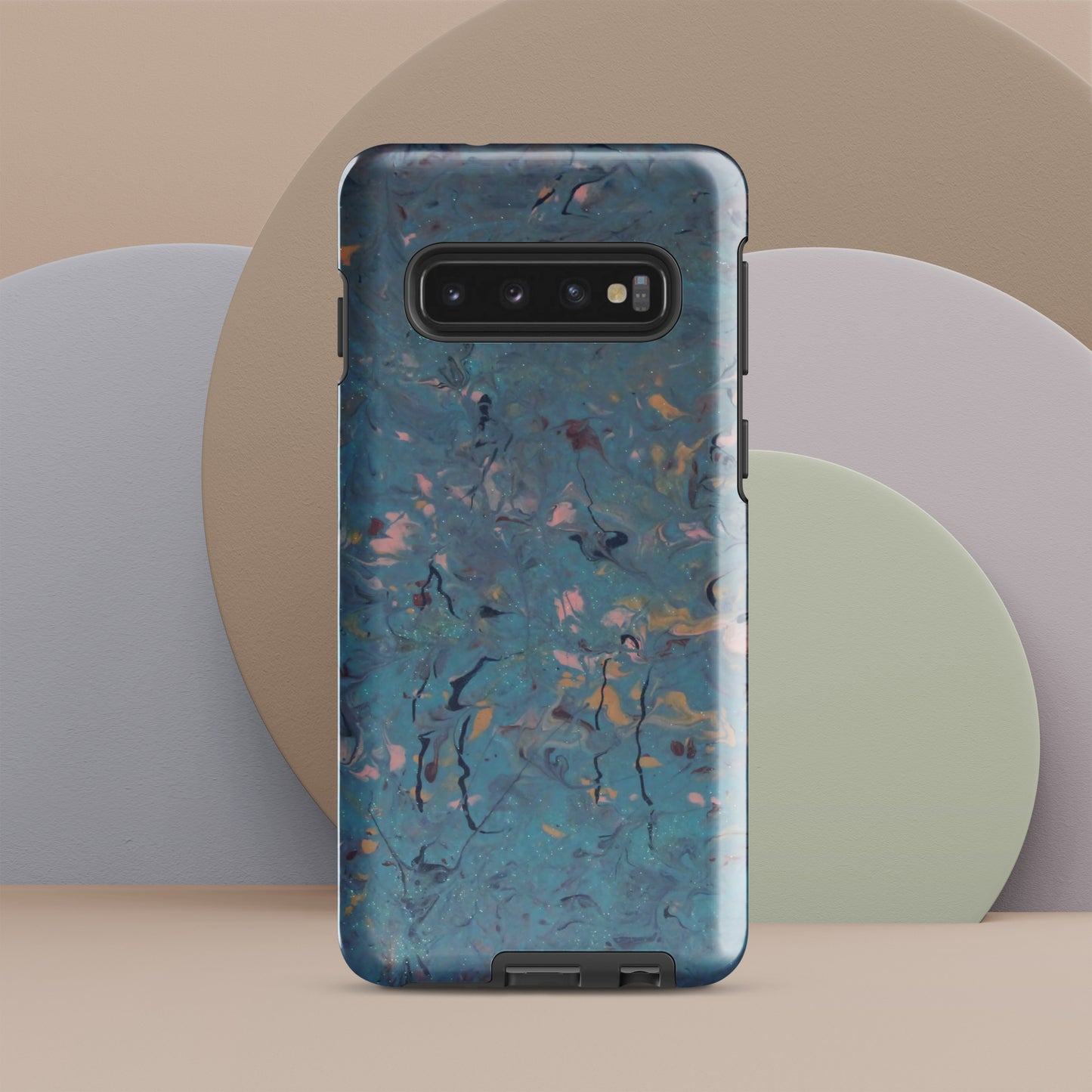 Blue, Pink and Peach Marble Texture Tough Case for Samsung