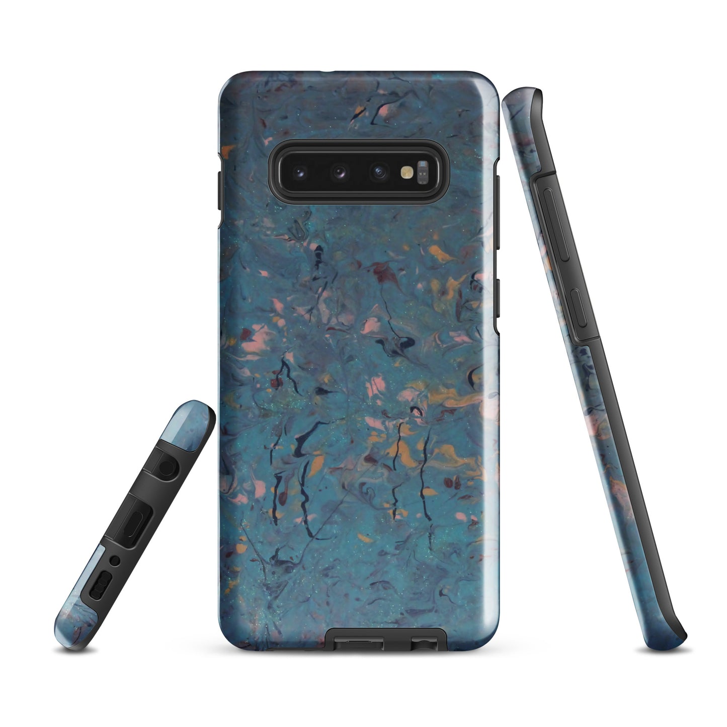 Blue, Pink and Peach Marble Texture Tough Case for Samsung