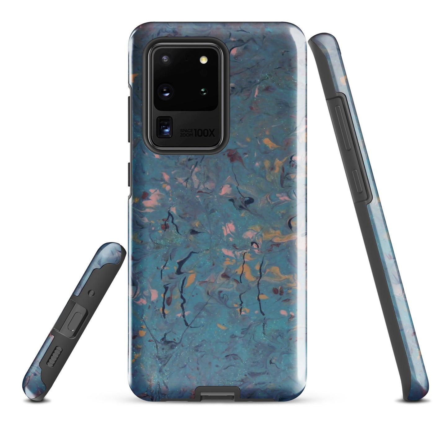 Blue, Pink and Peach Marble Texture Tough Case for Samsung