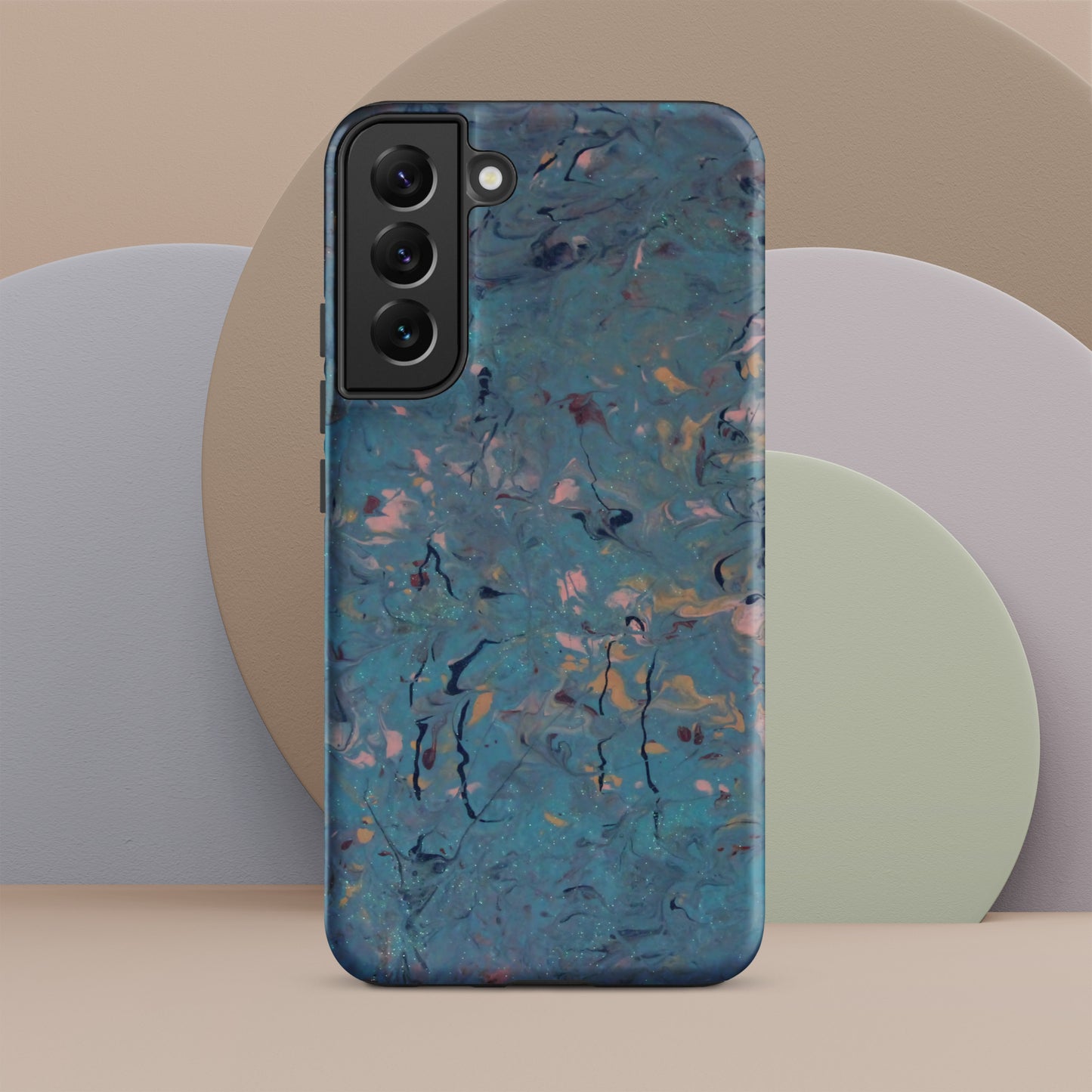 Blue, Pink and Peach Marble Texture Tough Case for Samsung