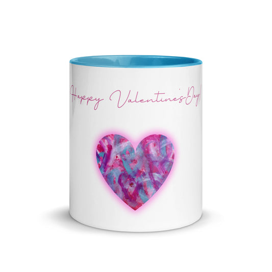 Valentine's Day Coffee Mug | Heart Design | Colour Interior | 11 oz |