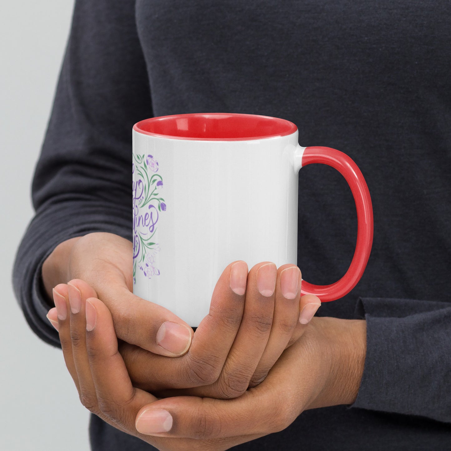 Valentine's Day Coffee Mug | Purple Floral Design | Colour Interior