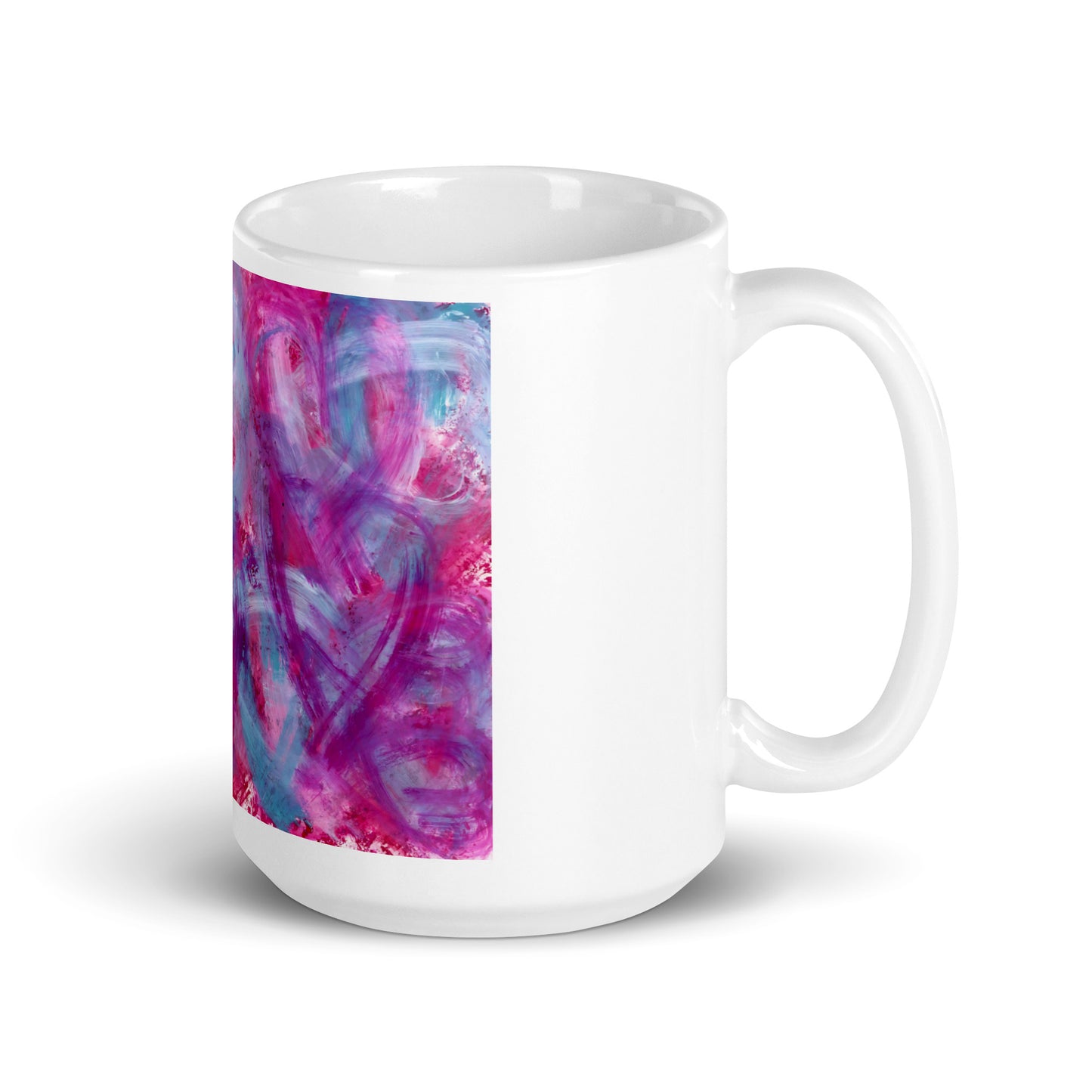 Artistic Coffee Mug | Purple, Pink and Blue Heart Design