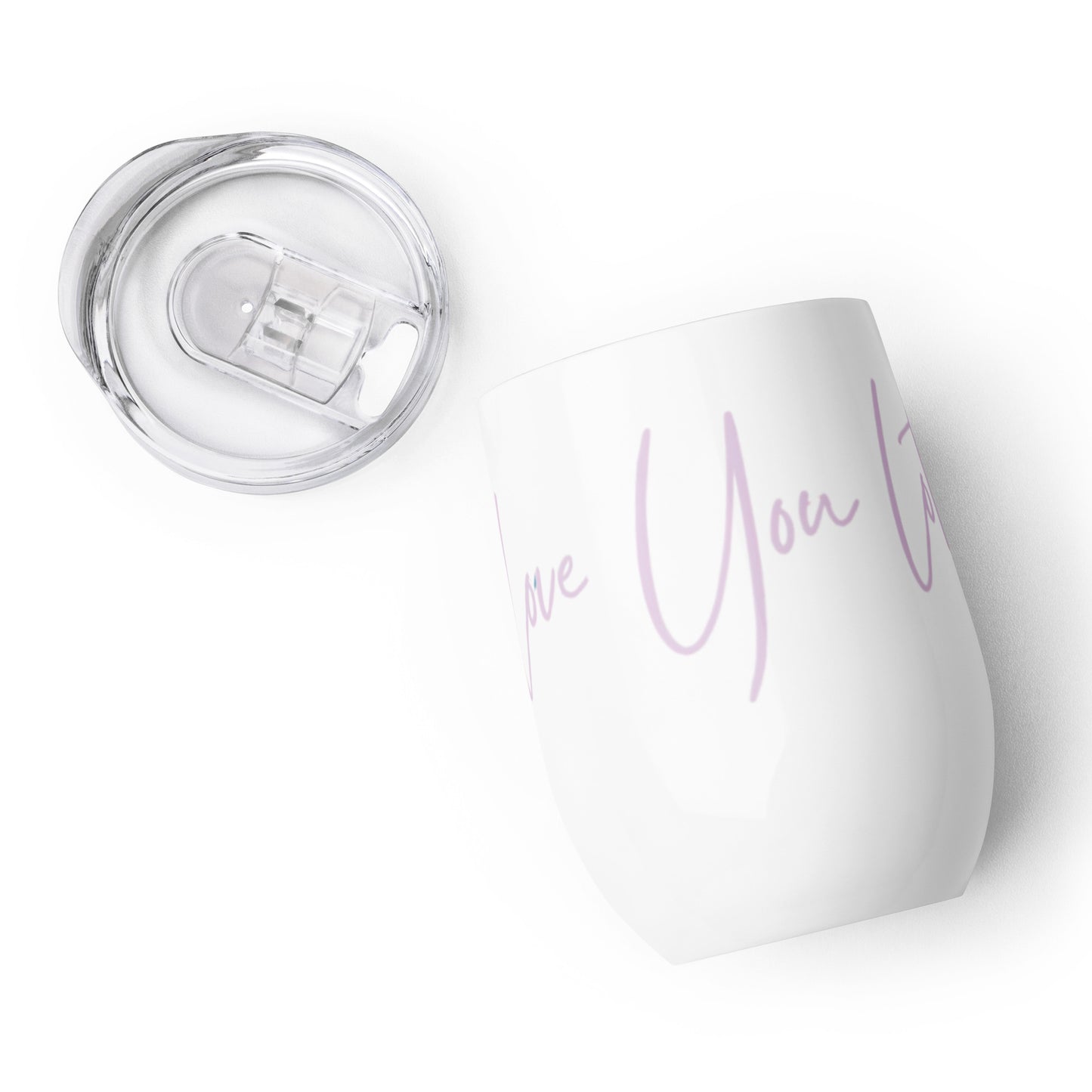 Love You Lots with Lilac Script | Insulated Wine Tumbler with Lid | 12oz