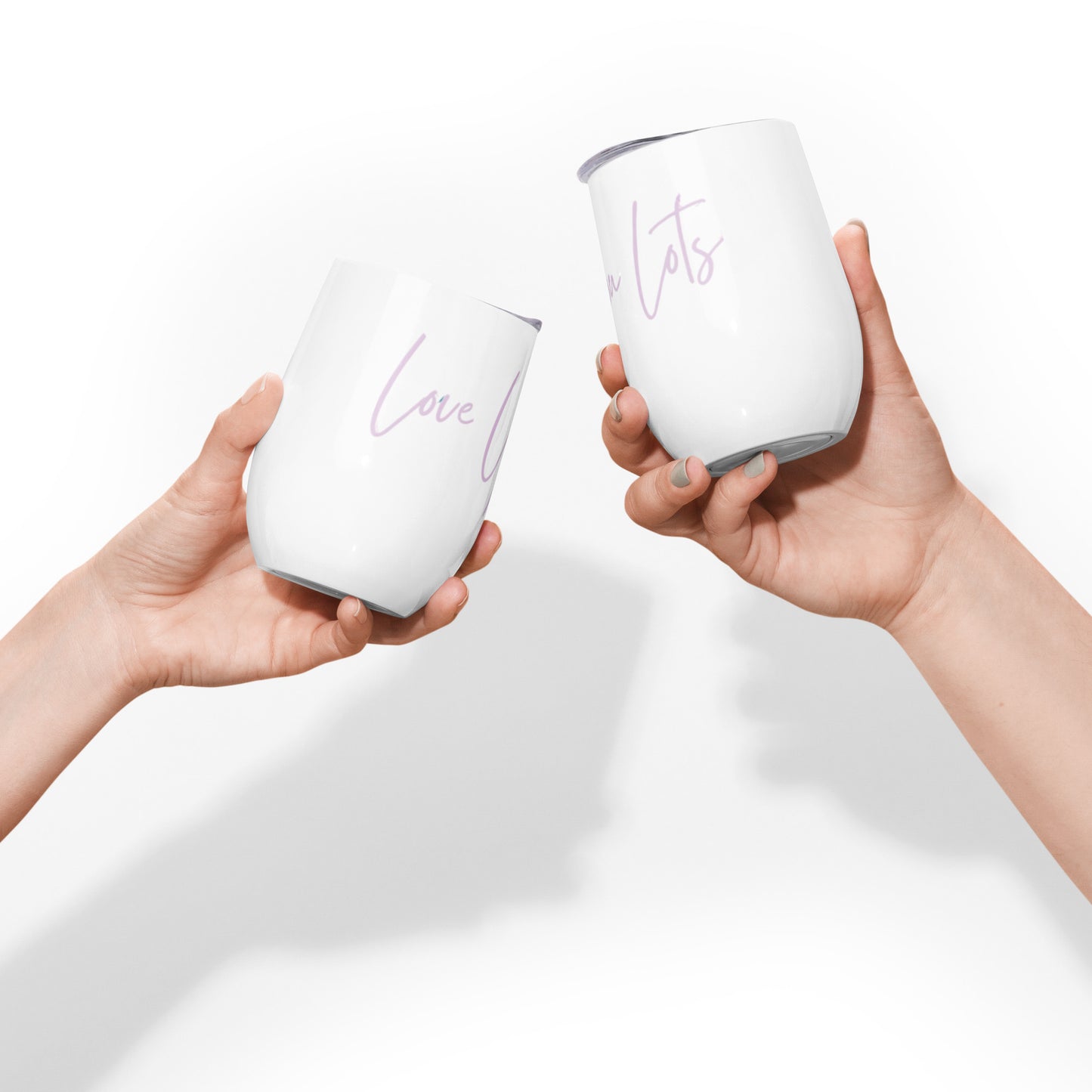 Love You Lots with Lilac Script | Insulated Wine Tumbler with Lid | 12oz