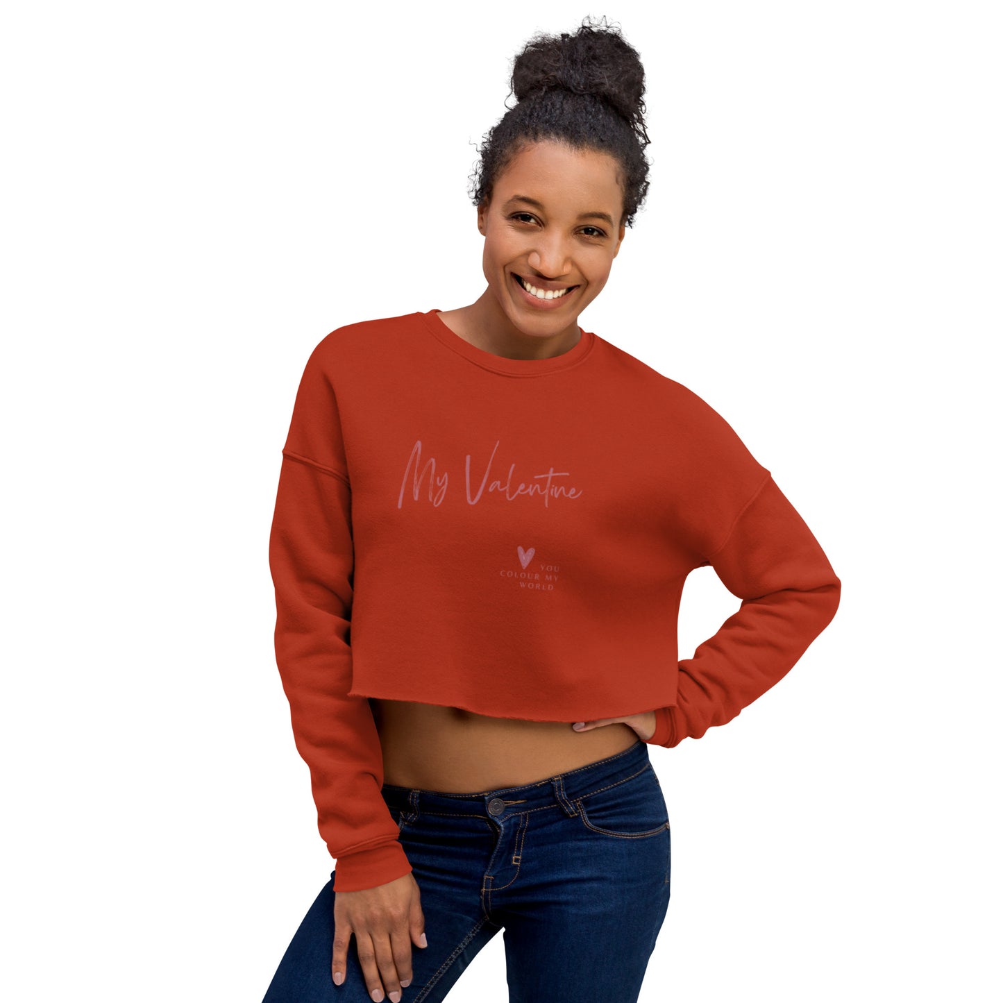 Valentine's Day Crop Sweatshirt | Long Sleeve | Romantic Text Design