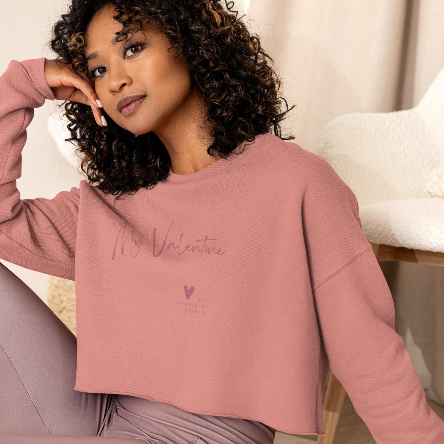 Valentine's Day Crop Sweatshirt | Long Sleeve | Romantic Text Design