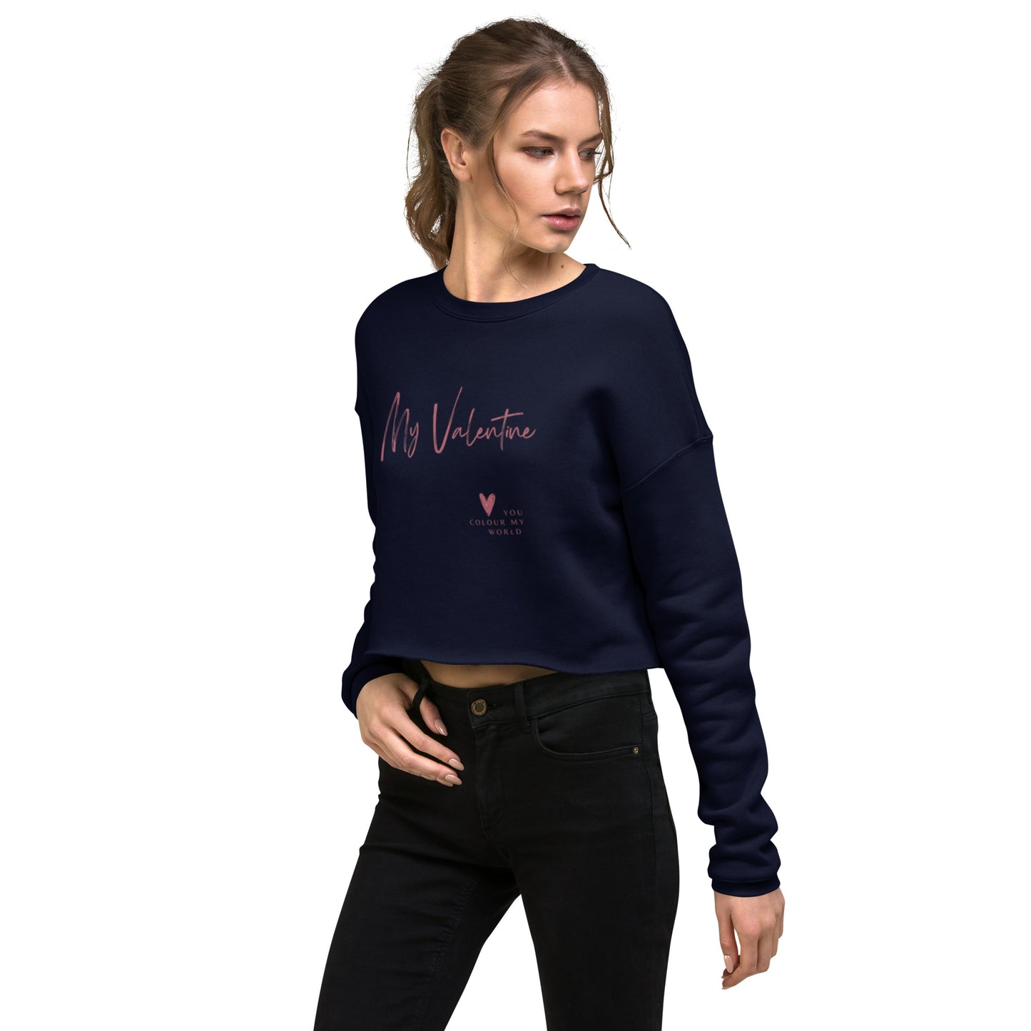 Valentine's Day Crop Sweatshirt | Long Sleeve | Romantic Text Design