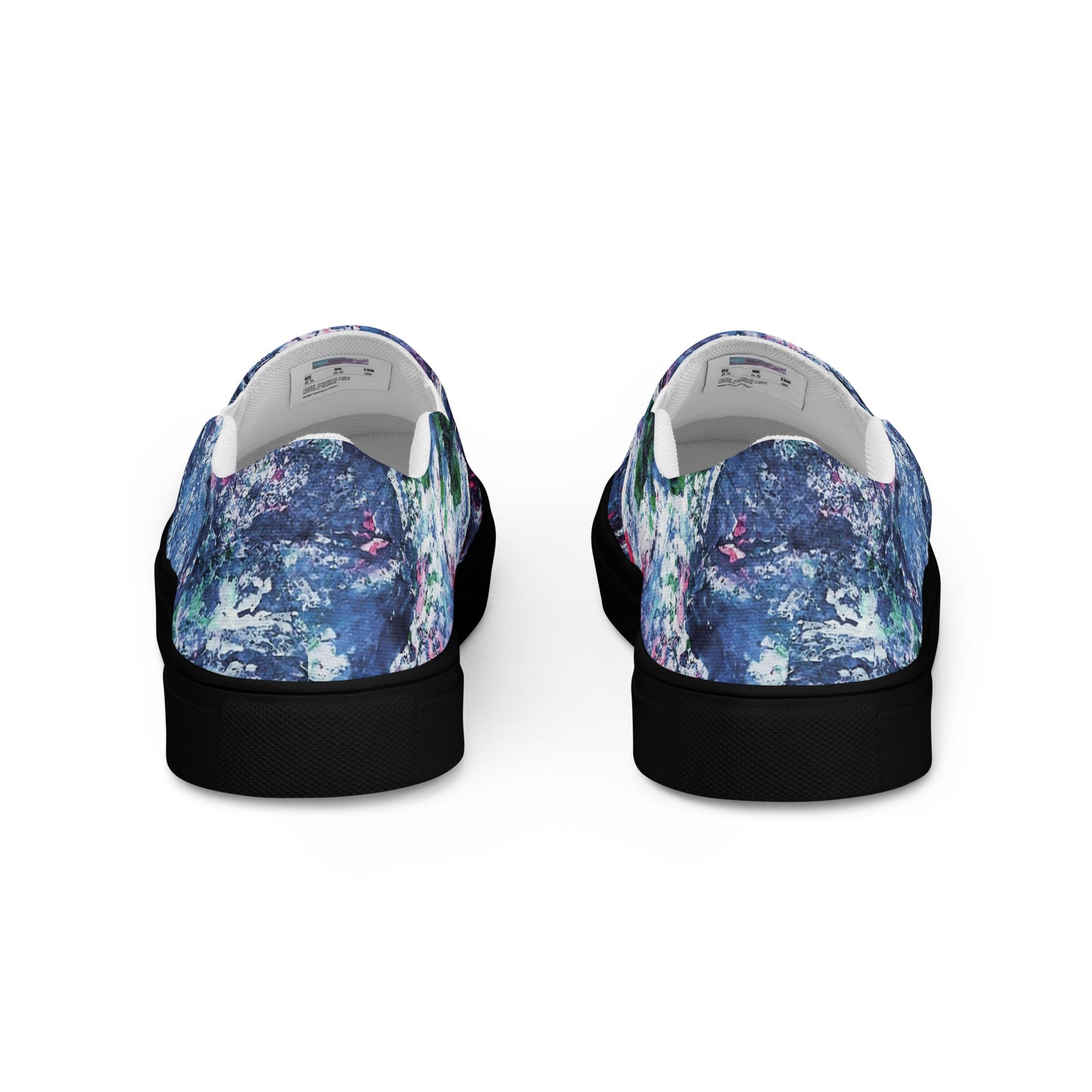 Women's Artistic Canvas Slip-On Shoes | Blue Abstract Paint Pattern