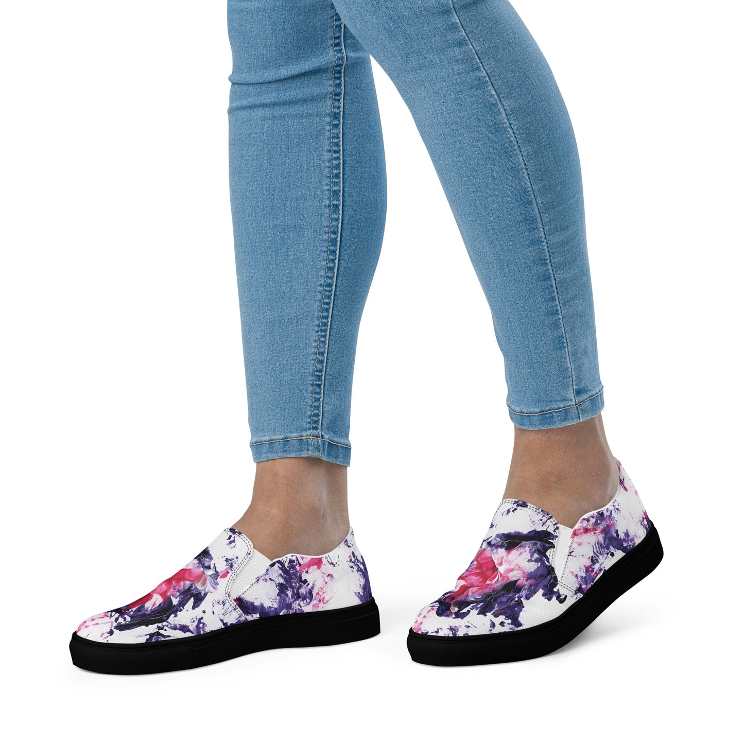 Women's Canvas Slip-On Shoes | Purple and Pink Abstract Design