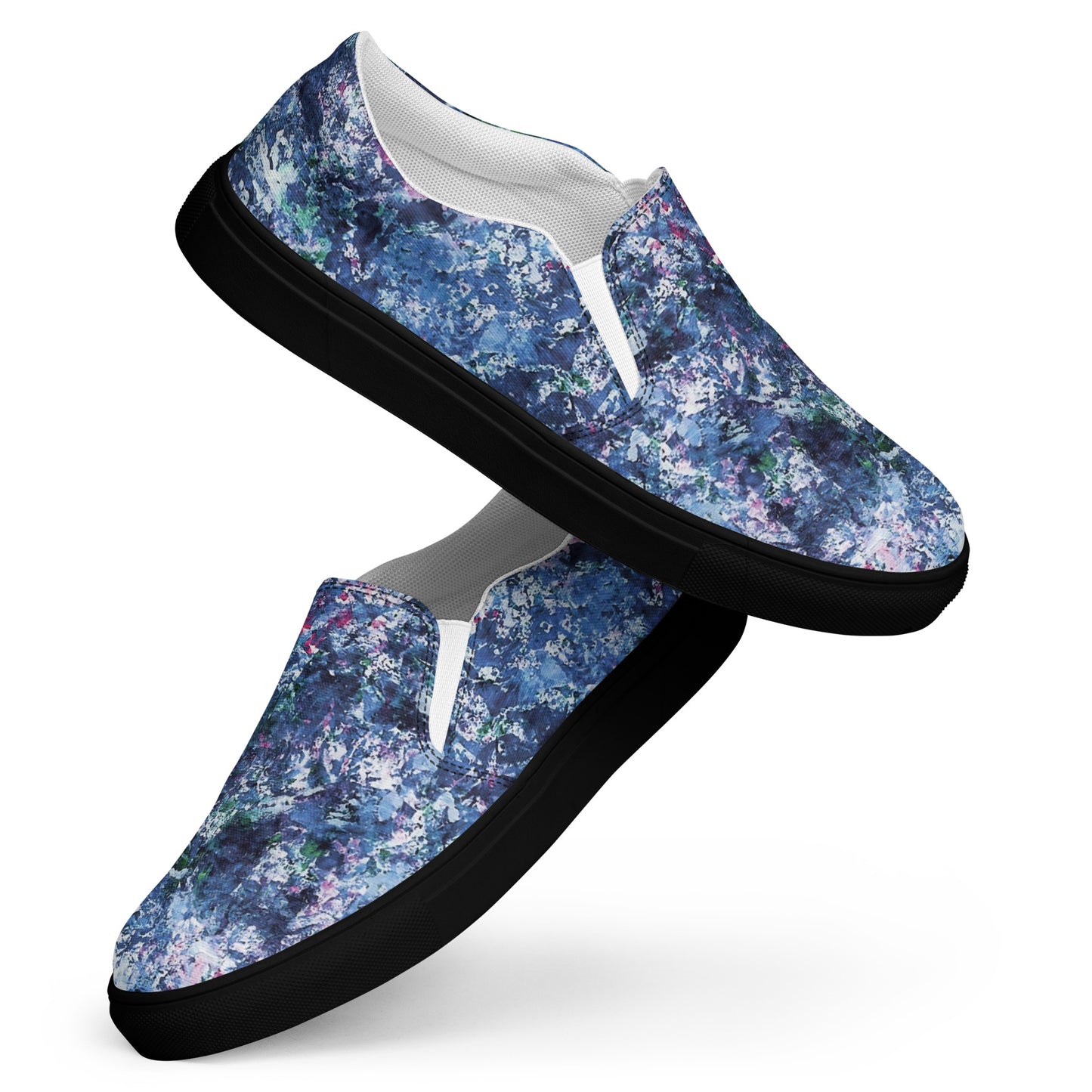 Women's Artistic Canvas Slip-On Shoes | Blue Abstract Paint Pattern