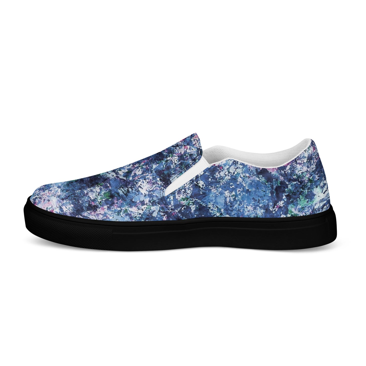 Women's Artistic Canvas Slip-On Shoes | Blue Abstract Paint Pattern