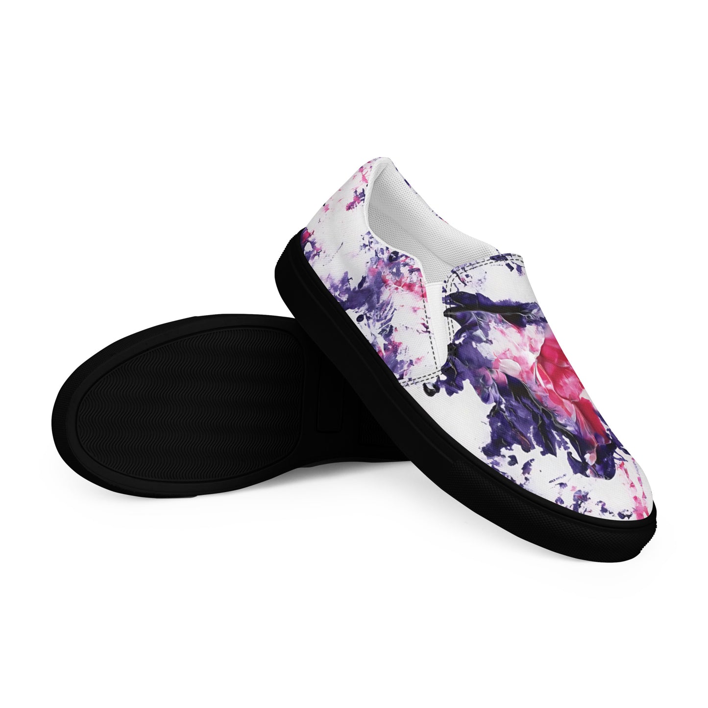 Women's Canvas Slip-On Shoes | Purple and Pink Abstract Design