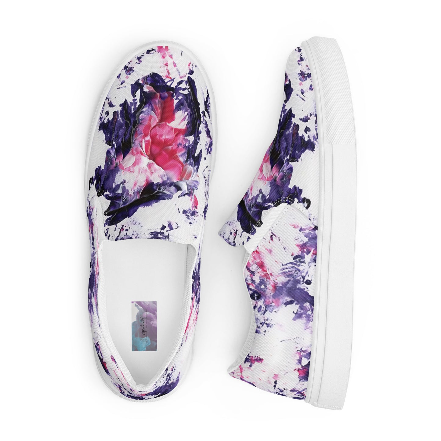 Women's Canvas Slip-On Shoes | Purple and Pink Abstract Design