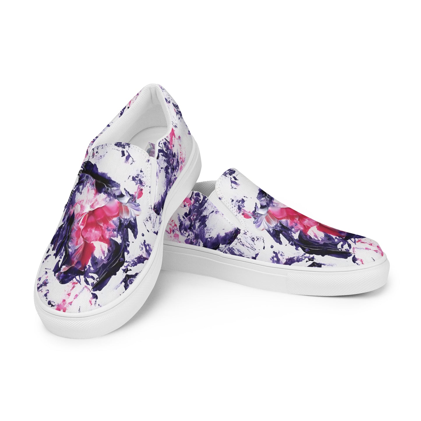 Women's Canvas Slip-On Shoes | Purple and Pink Abstract Design