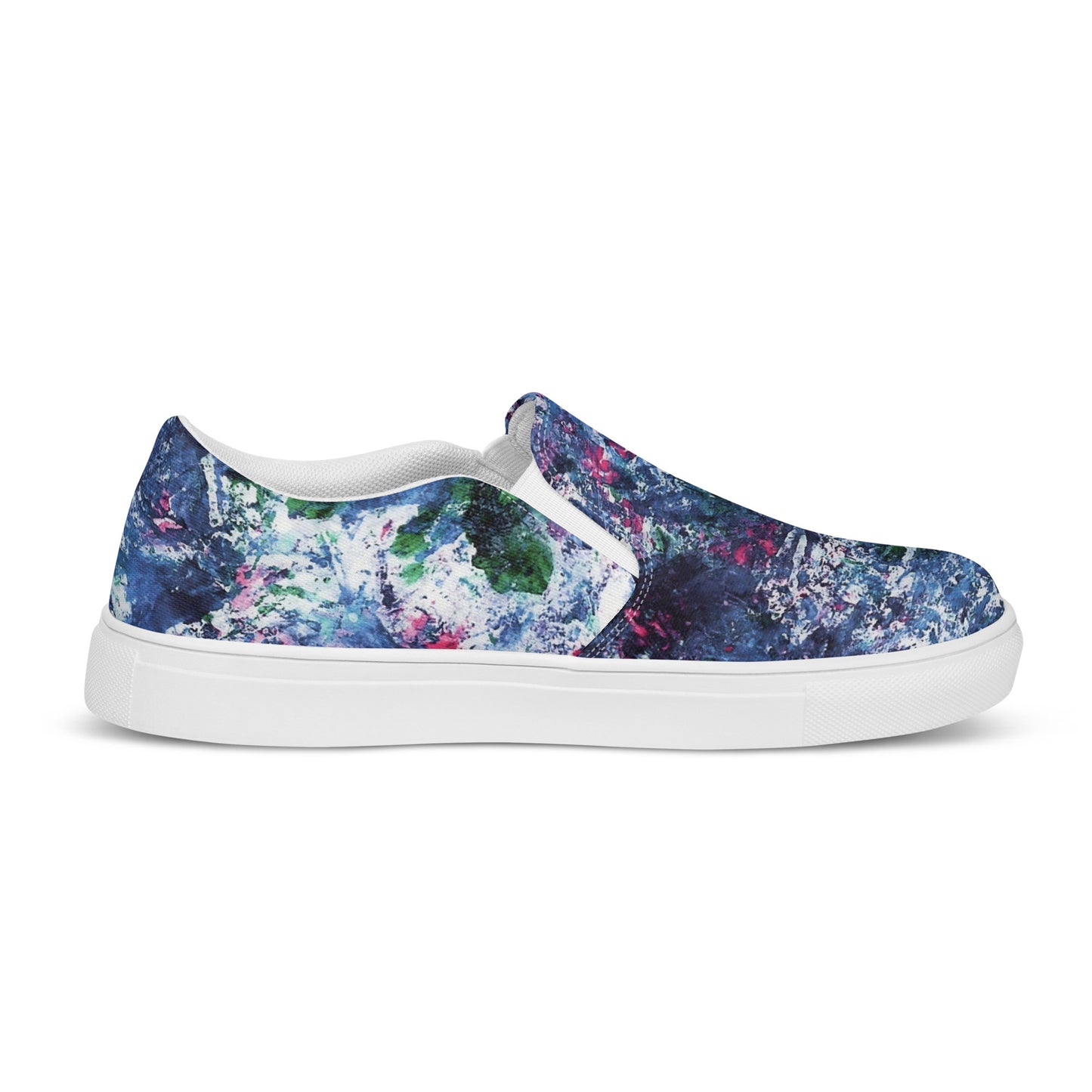 Women's Artistic Canvas Slip-On Shoes | Blue Abstract Paint Pattern