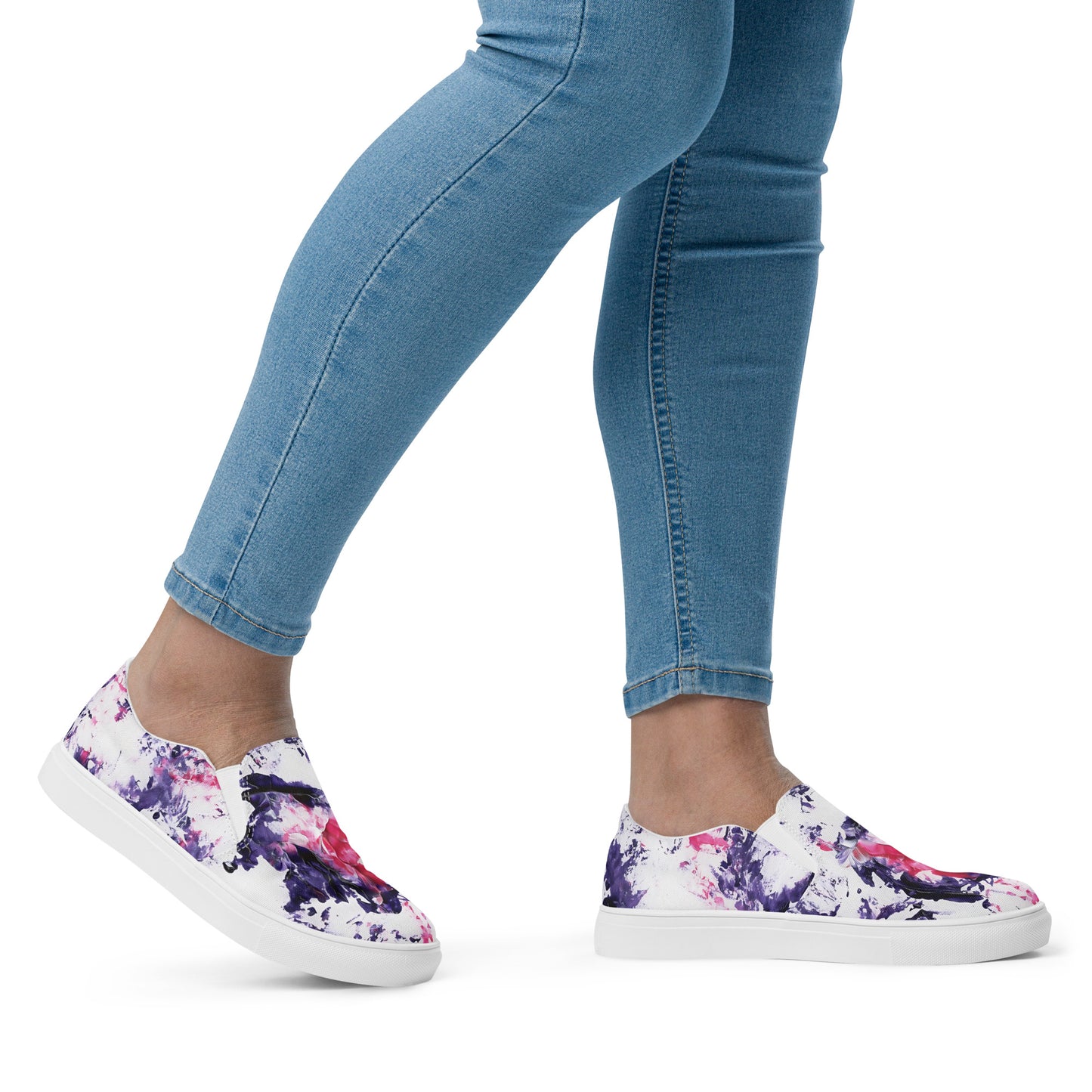 Women's Canvas Slip-On Shoes | Purple and Pink Abstract Design